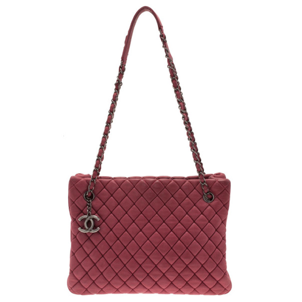 Chanel Pink Lambskin Leather New Bubble Medium North-South Tote