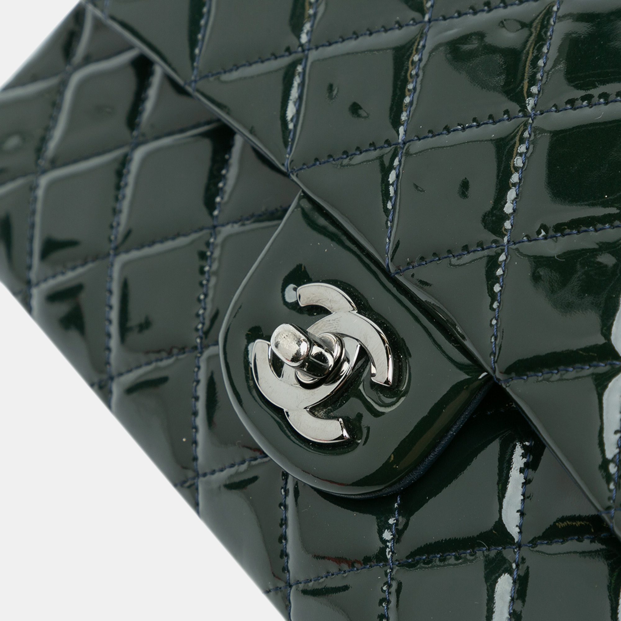 Chanel Blue Medium Classic Patent Double Flap 