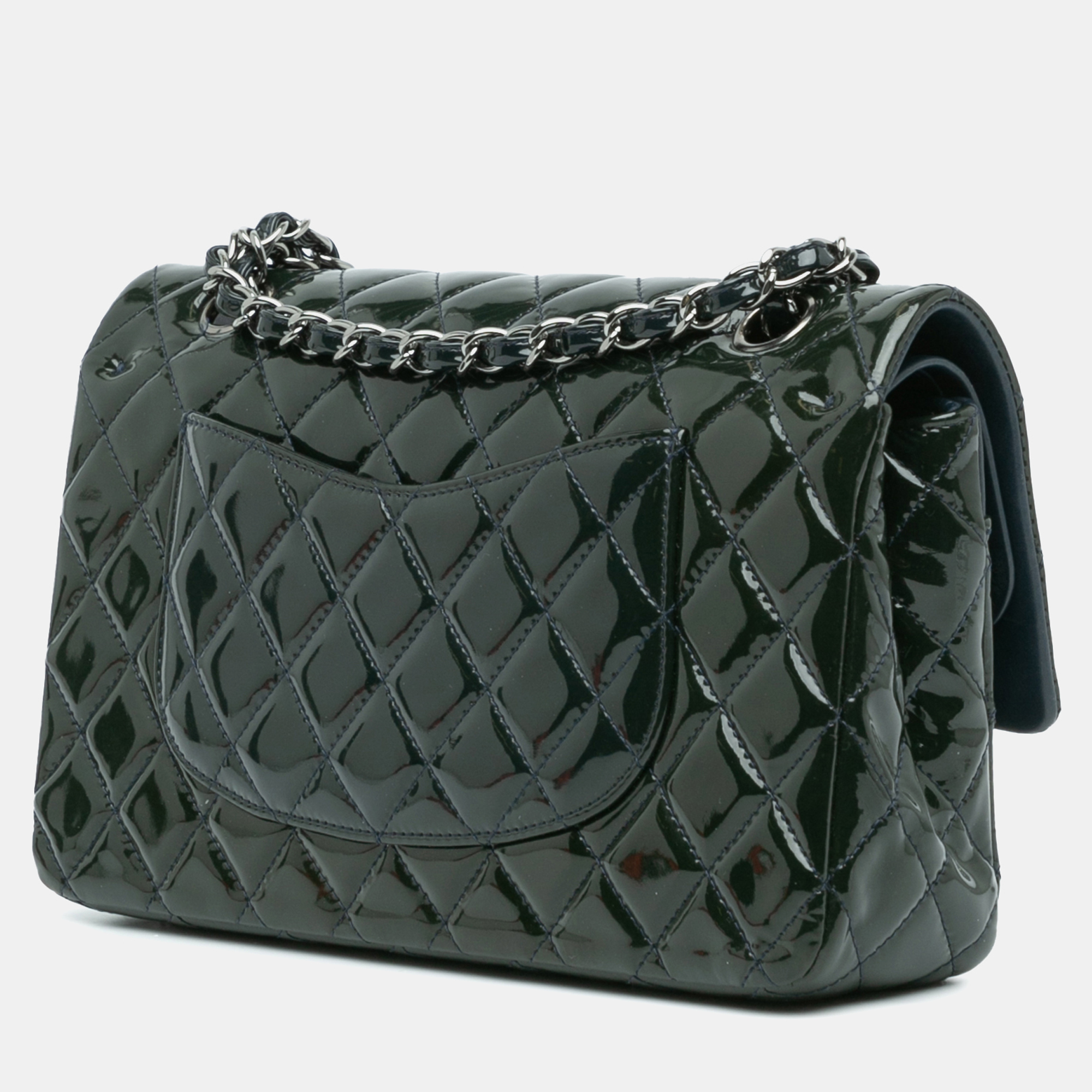 Chanel Blue Medium Classic Patent Double Flap 