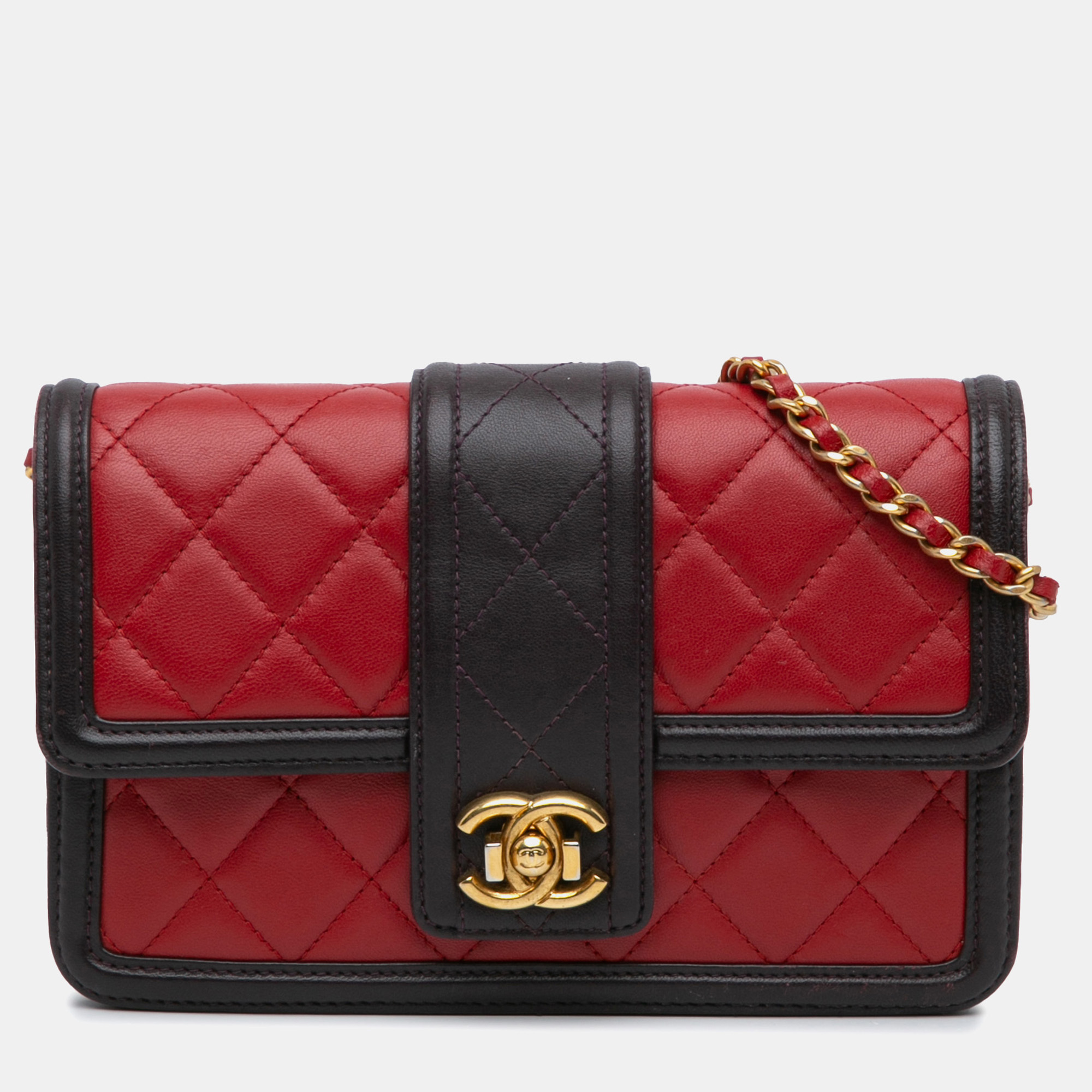 

Chanel Red Lambskin Elegant CC Wallet On Chain