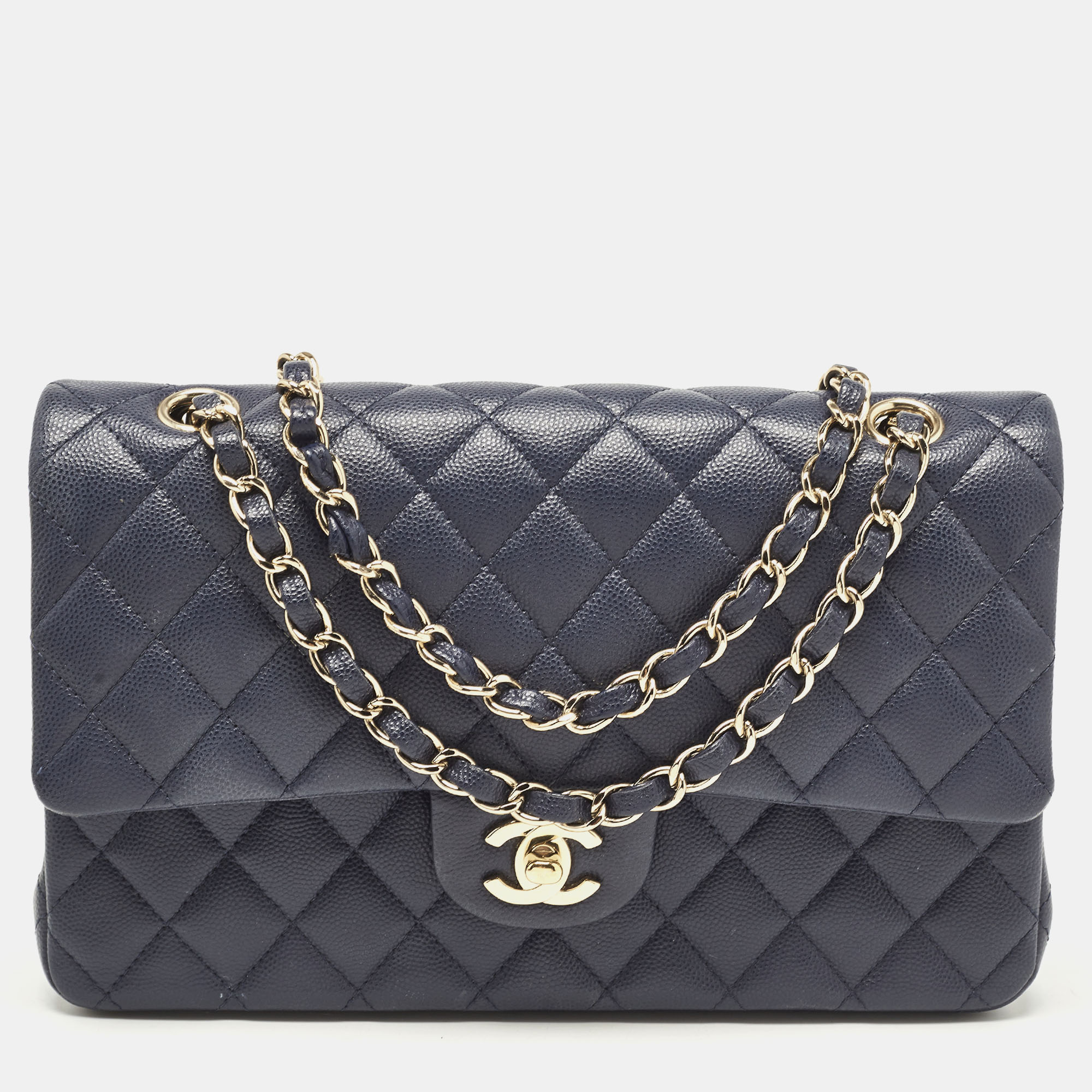 

Chanel Navy Blue Quilted Caviar Leather Medium Classic Double Flap Bag