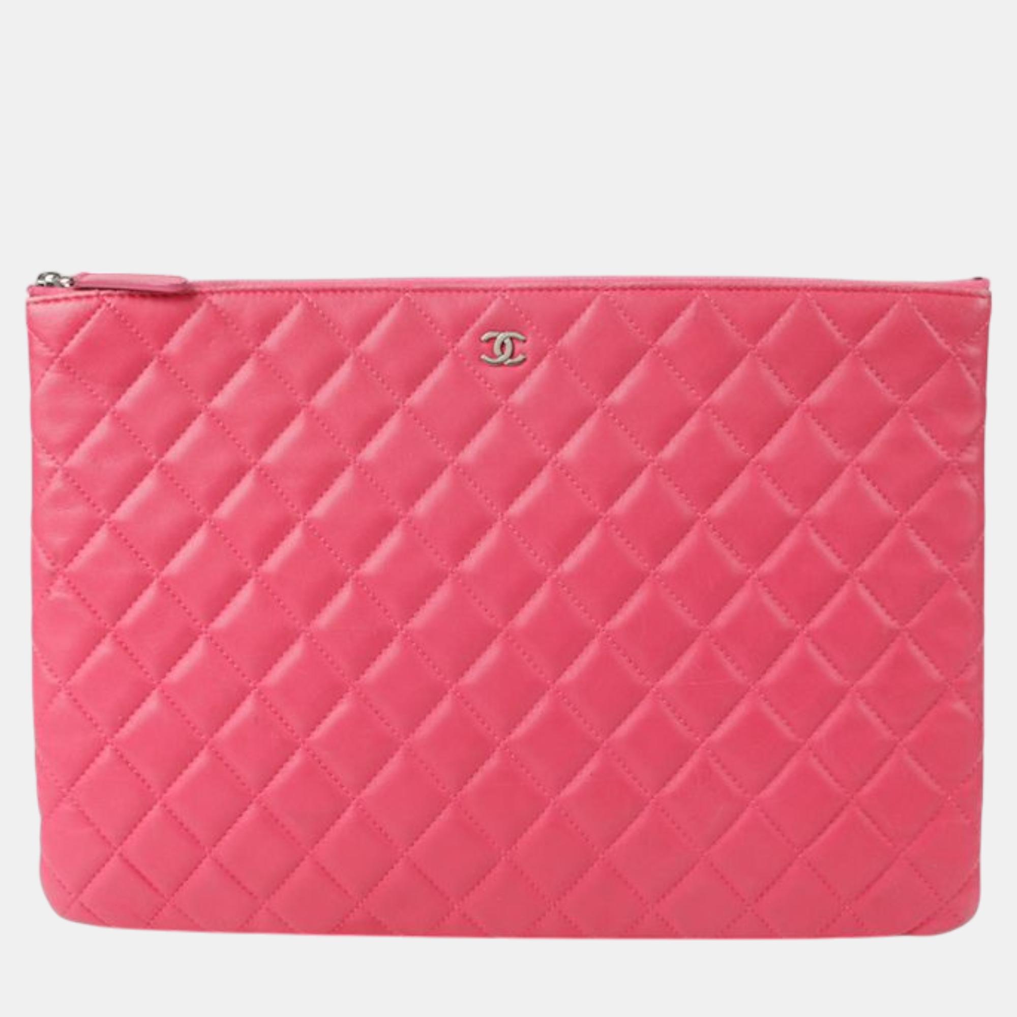 

Miu Miu Bell Pink Leather Mini Pouch Bag