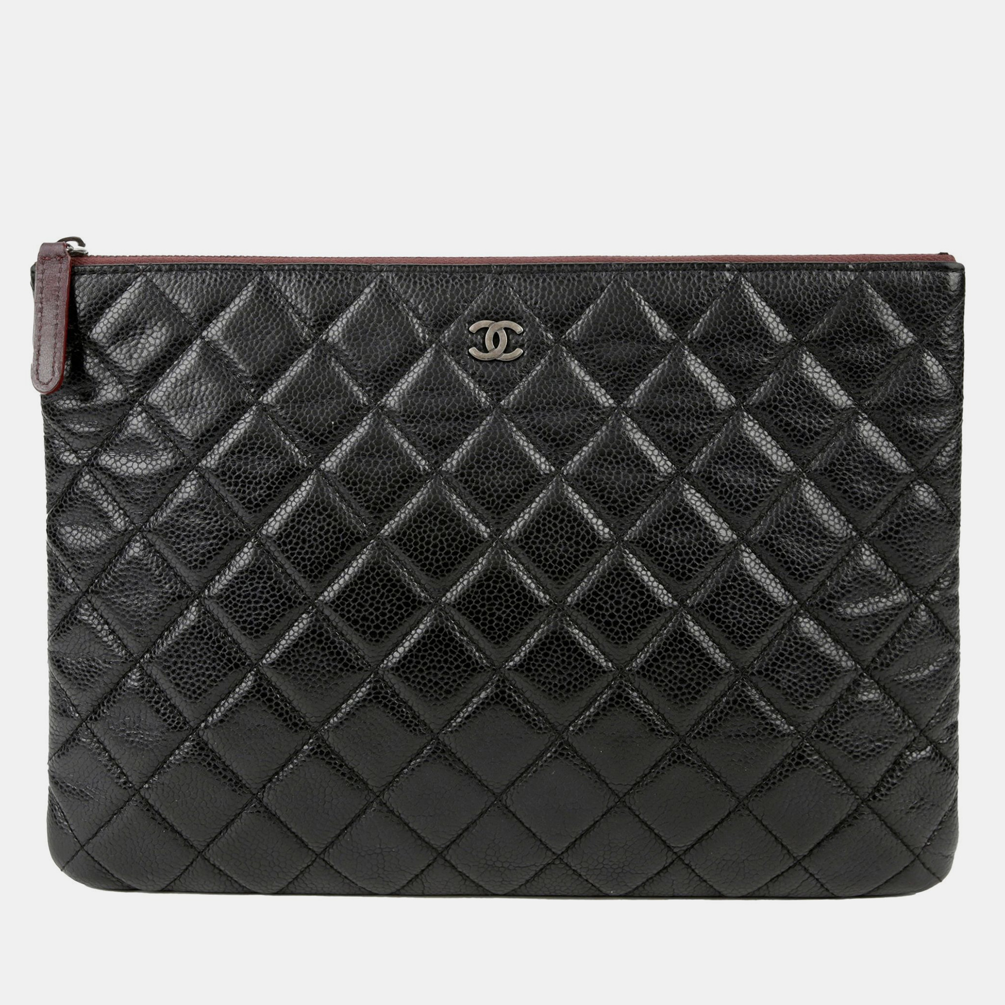 

Chanel New Medium Size Black Caviar Clutch