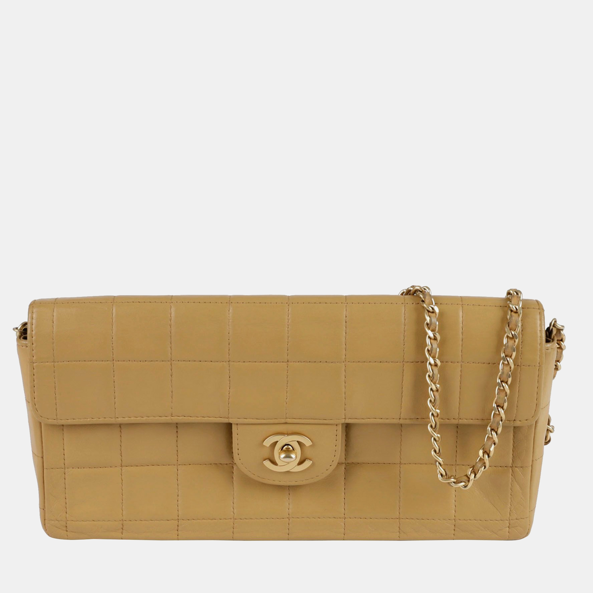 

CHANEL Chocolate Bar Flap Shoulder Bag, Beige