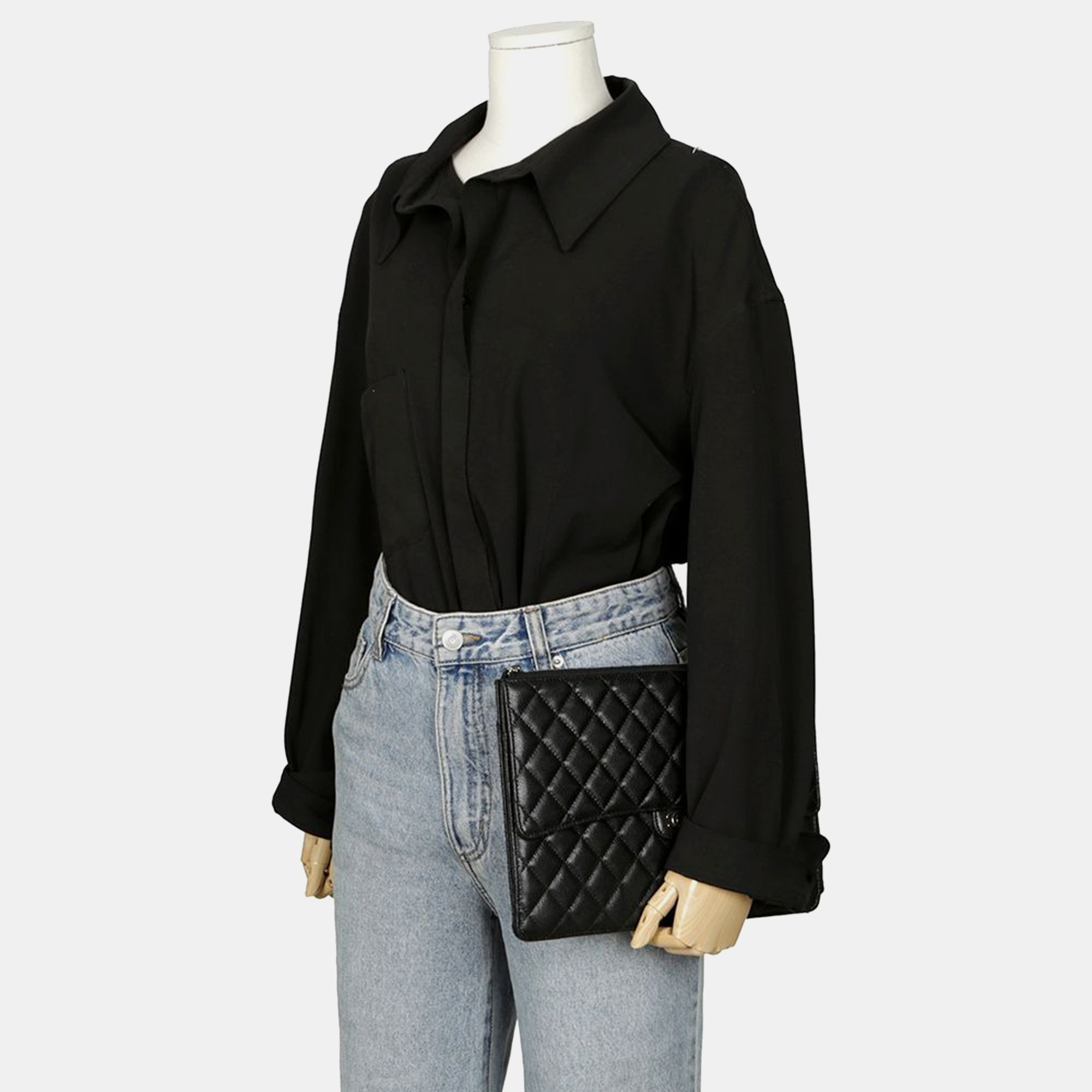 Chanel Caviar Skin Flap Clutch 