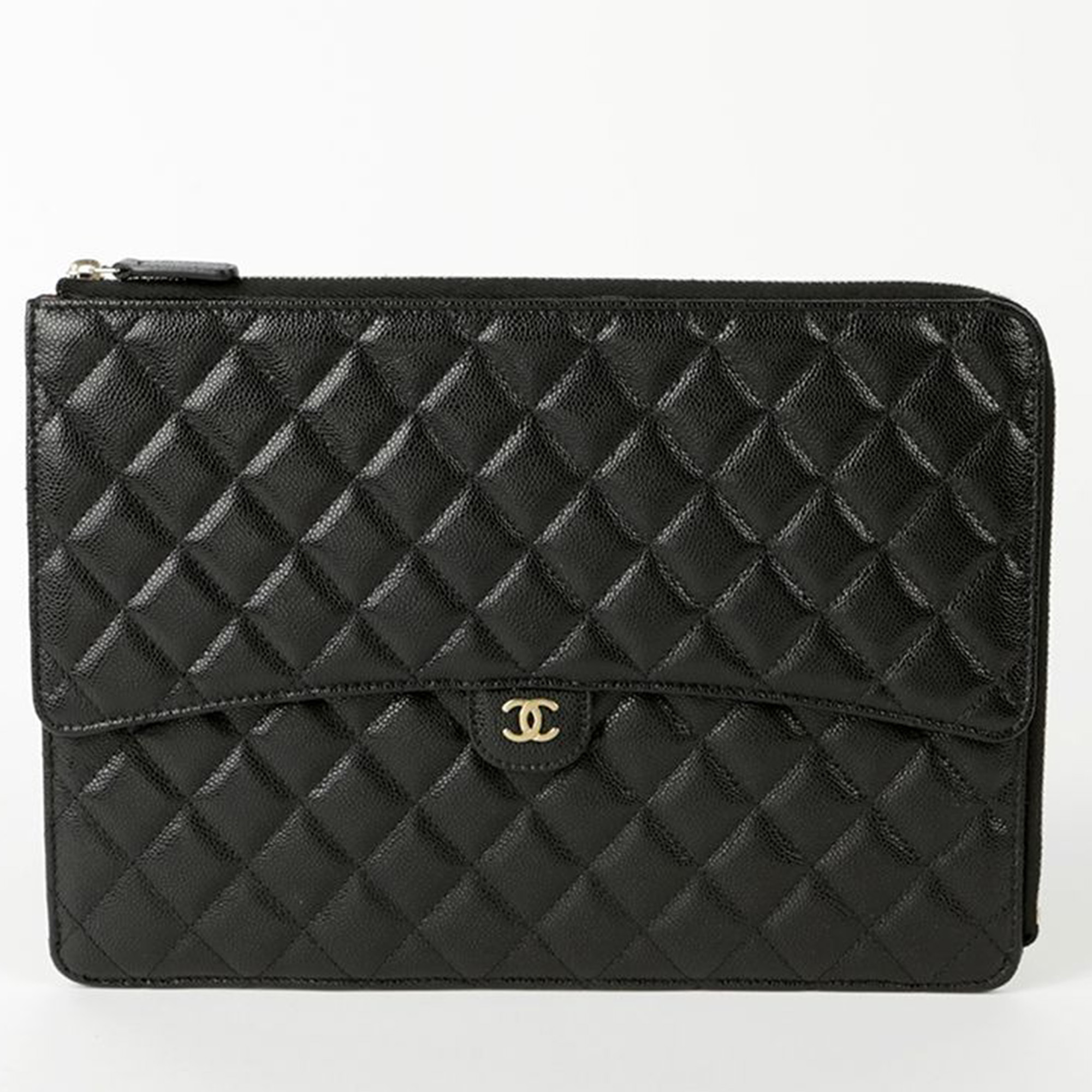 

Chanel Caviar Skin Flap Clutch, Black