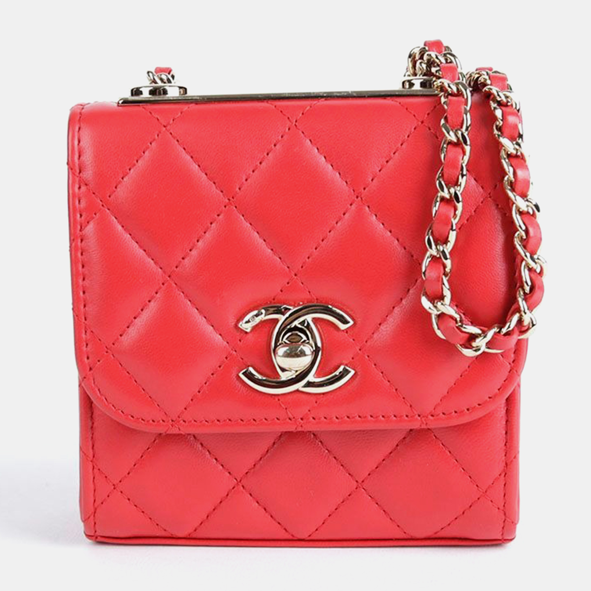 

Chanel Mini Red Lambskin Trendy CC Shoulder And Crossbag