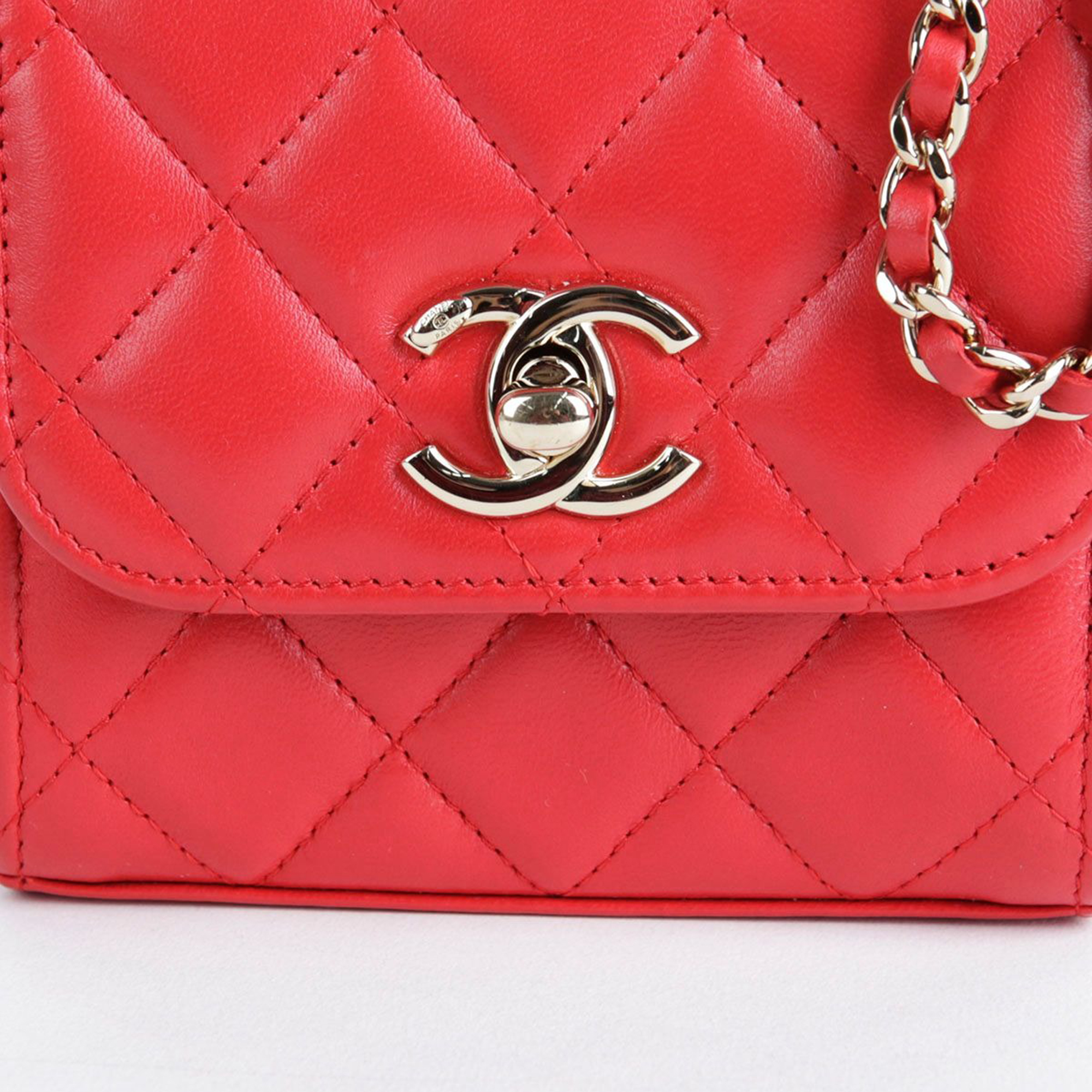 Chanel Mini Red Lambskin Trendy CC Shoulder And Crossbag 