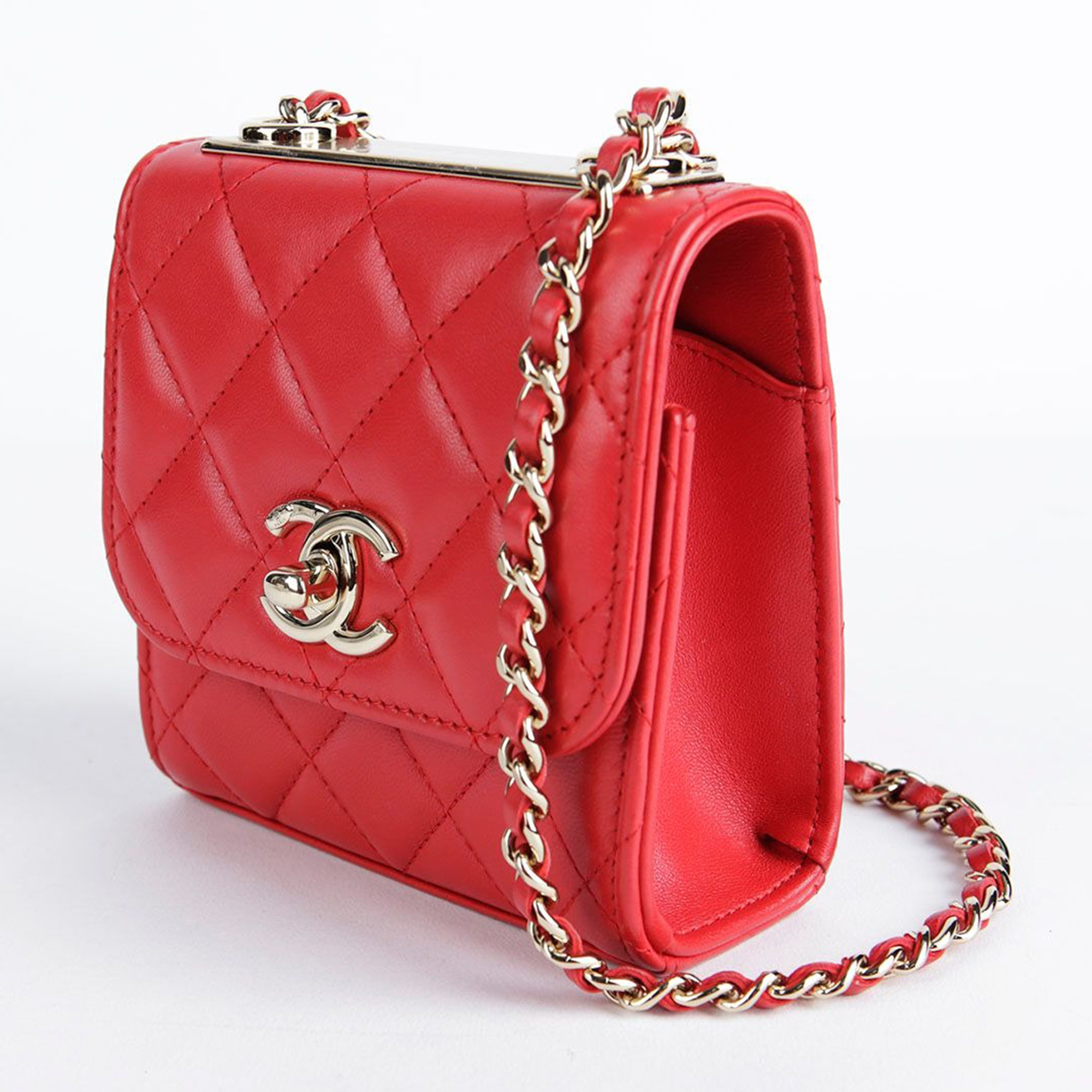 Chanel Mini Red Lambskin Trendy CC Shoulder And Crossbag 