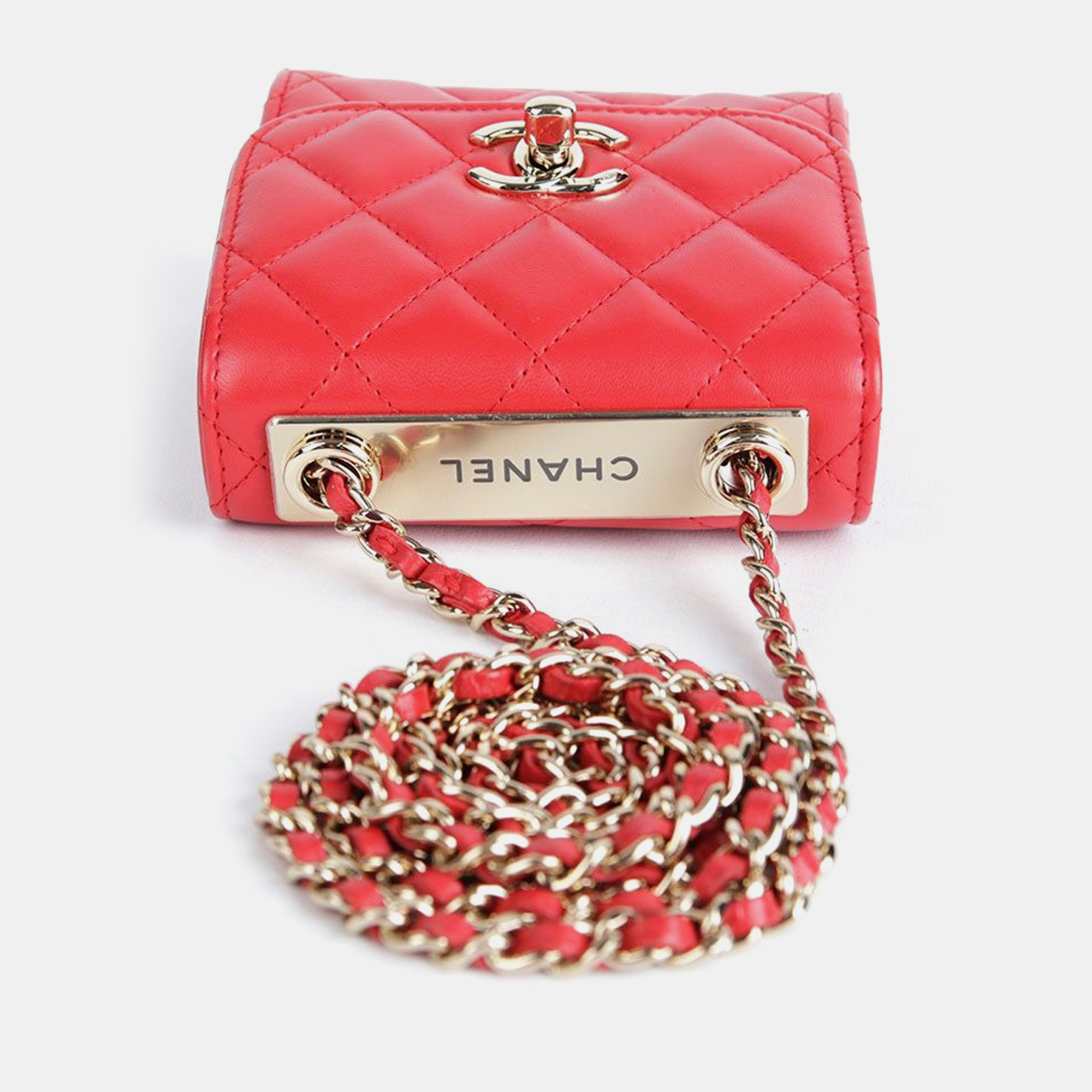 Chanel Mini Red Lambskin Trendy CC Shoulder And Crossbag 