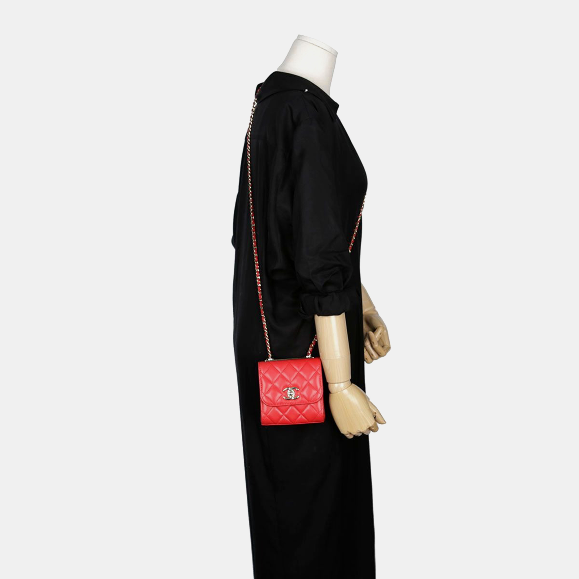 Chanel Mini Red Lambskin Trendy CC Shoulder And Crossbag 