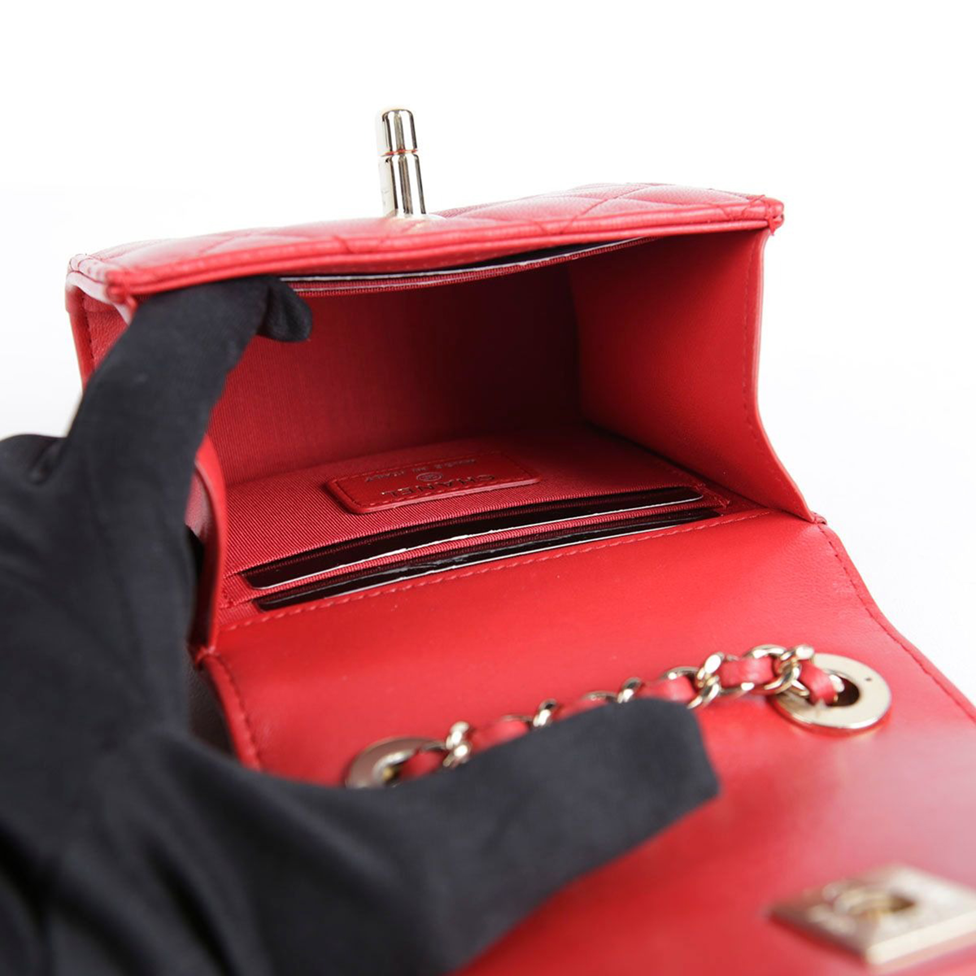 Chanel Mini Red Lambskin Trendy CC Shoulder And Crossbag 