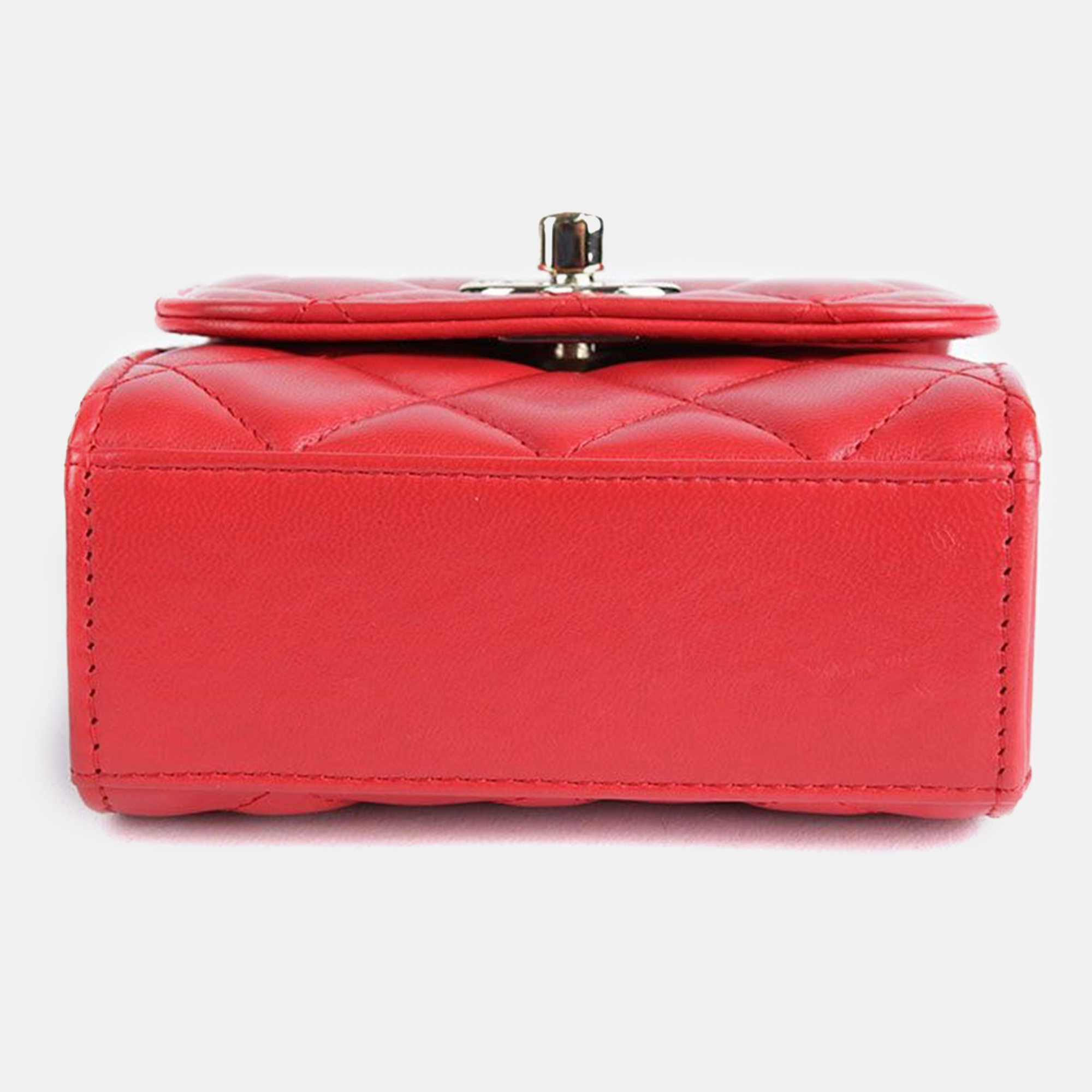 Chanel Mini Red Lambskin Trendy CC Shoulder And Crossbag 