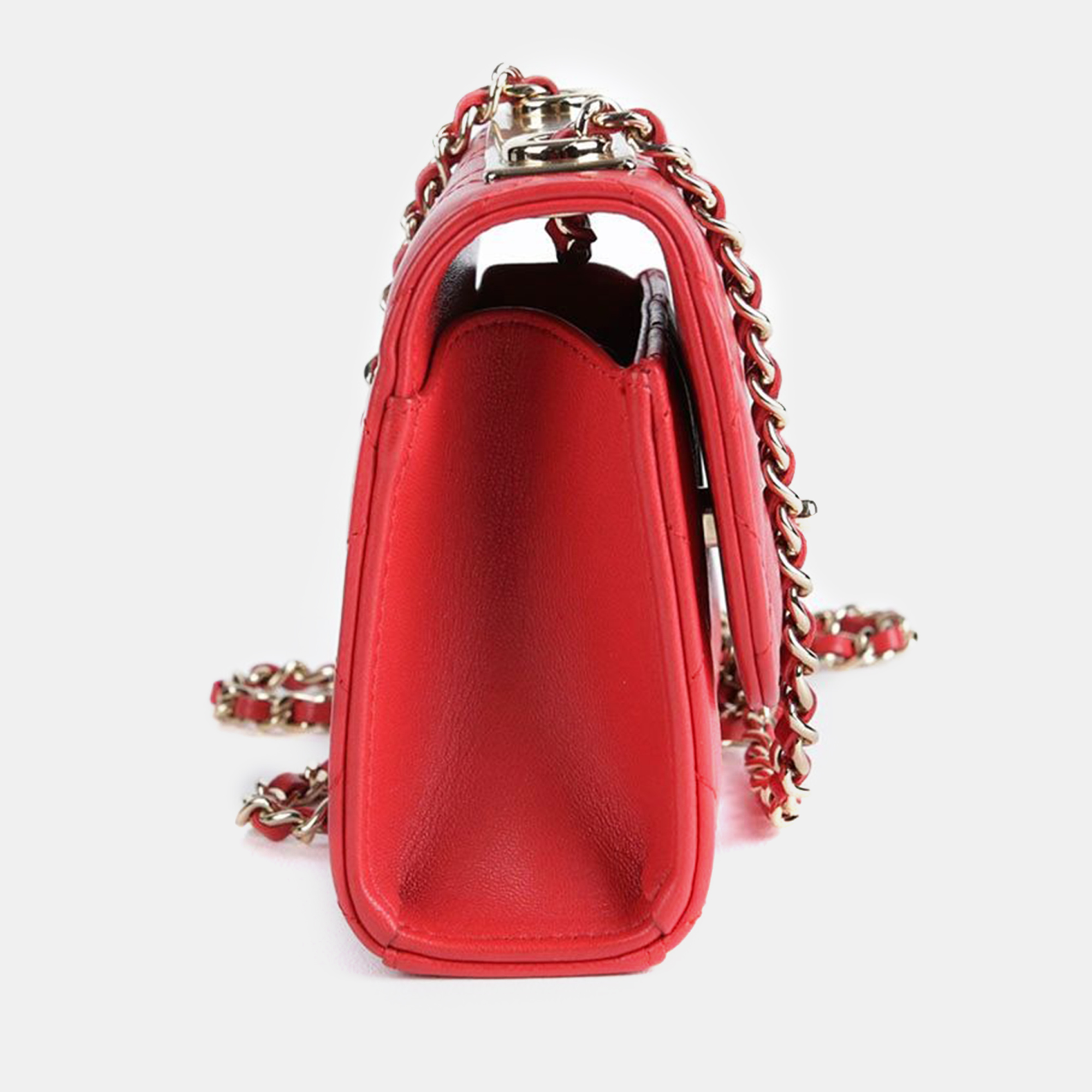 Chanel Mini Red Lambskin Trendy CC Shoulder And Crossbag 