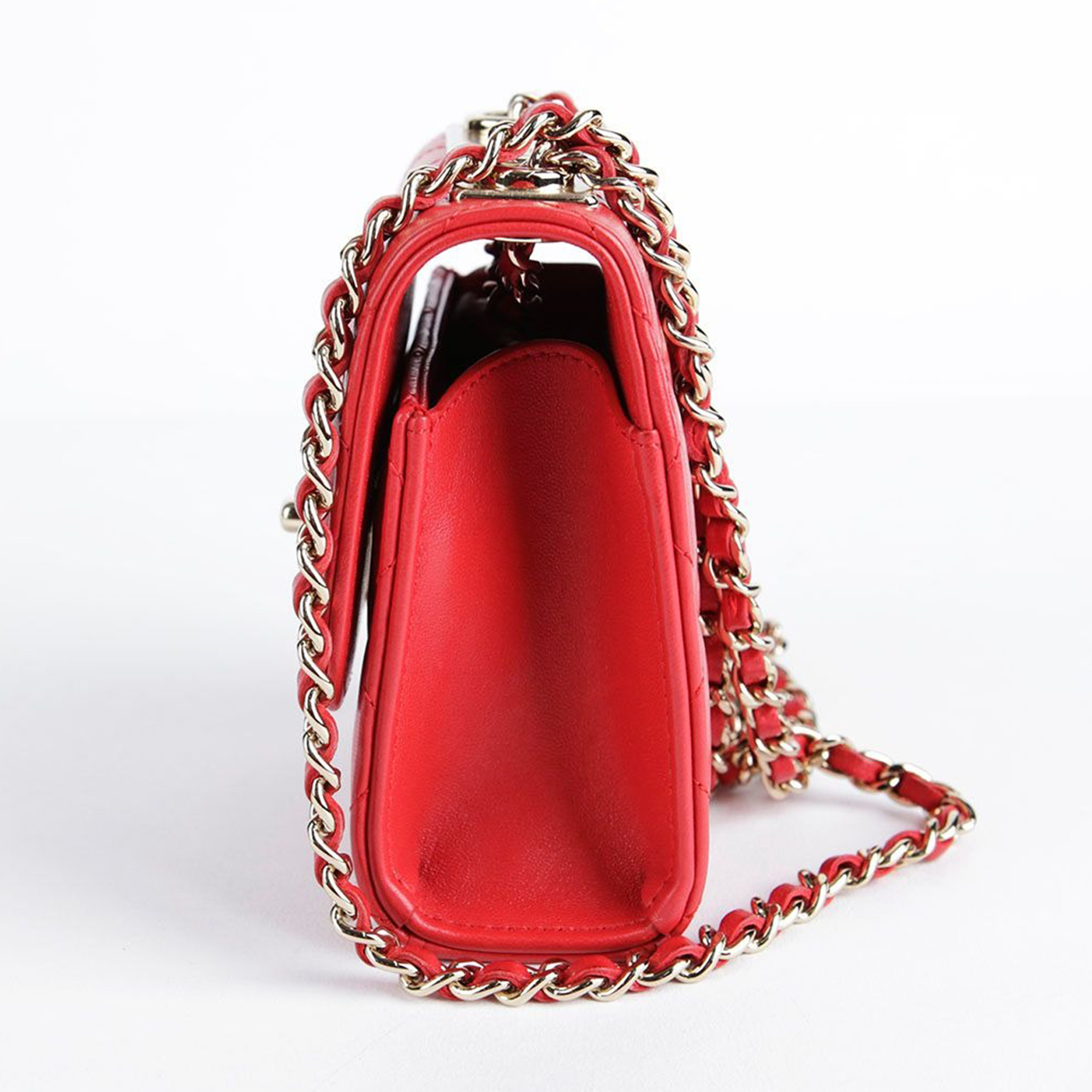 Chanel Mini Red Lambskin Trendy CC Shoulder And Crossbag 