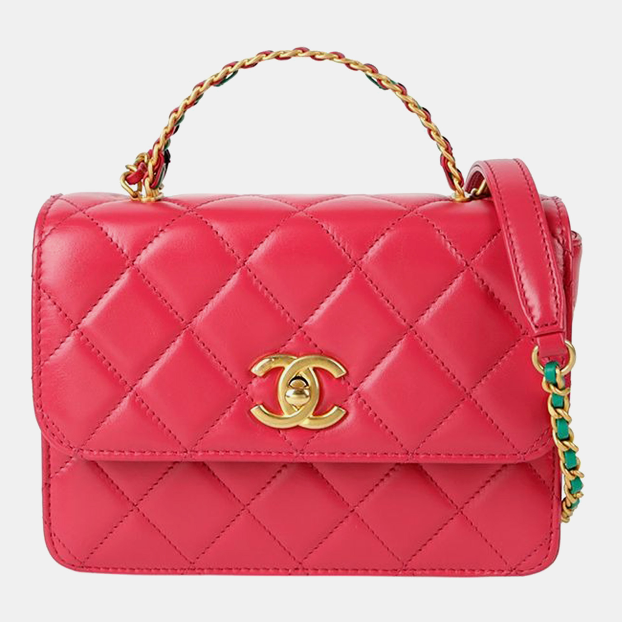 

Chanel Top Handle Mini Flap Bag, Pink