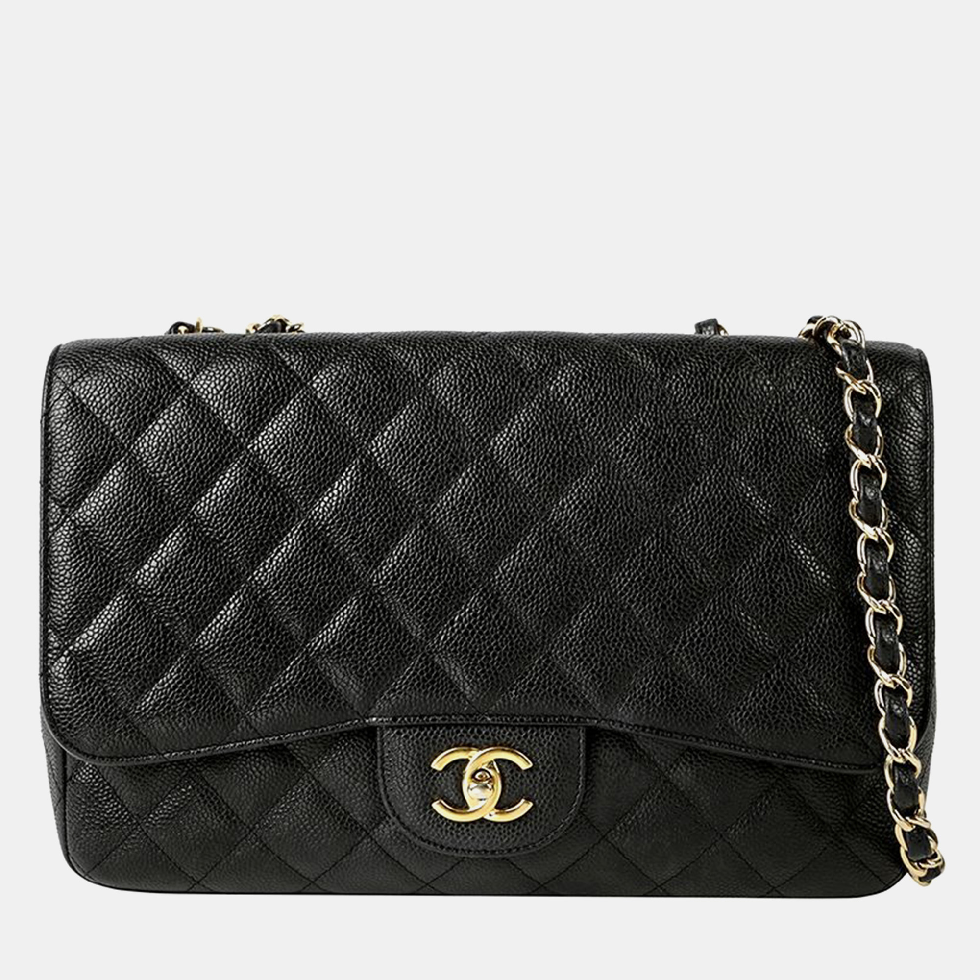 

Chanel Black Caviar Leather Classic Jumbo Flap Shoulder Bag