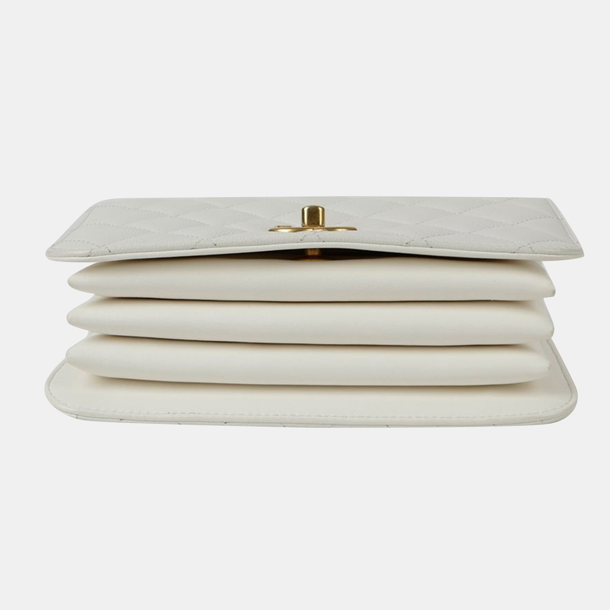 Chanel White Caviar Leather Small Top Handle Bag 
