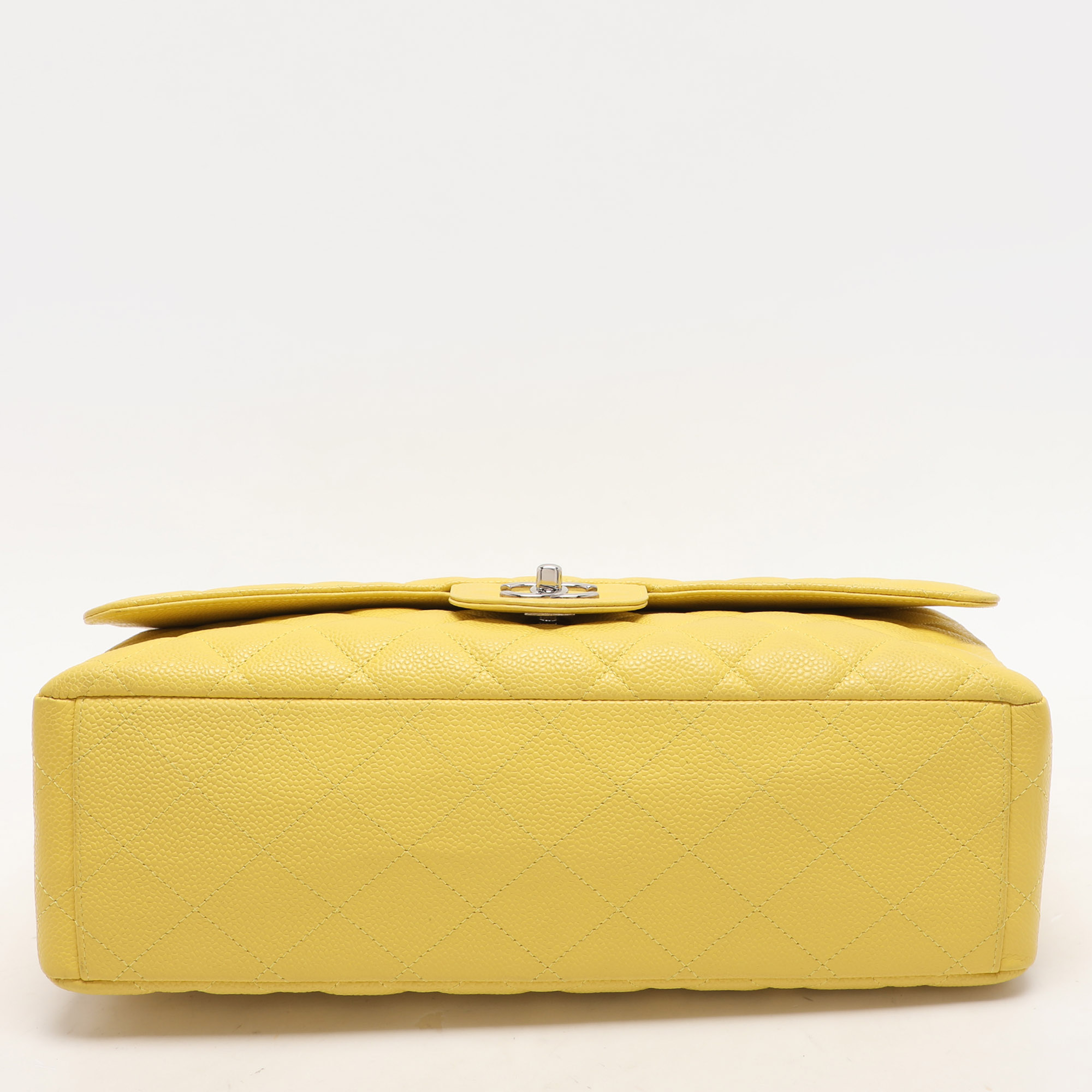 Chanel Yellow Quilted Leather Maxi Classic Single Flap Bag 