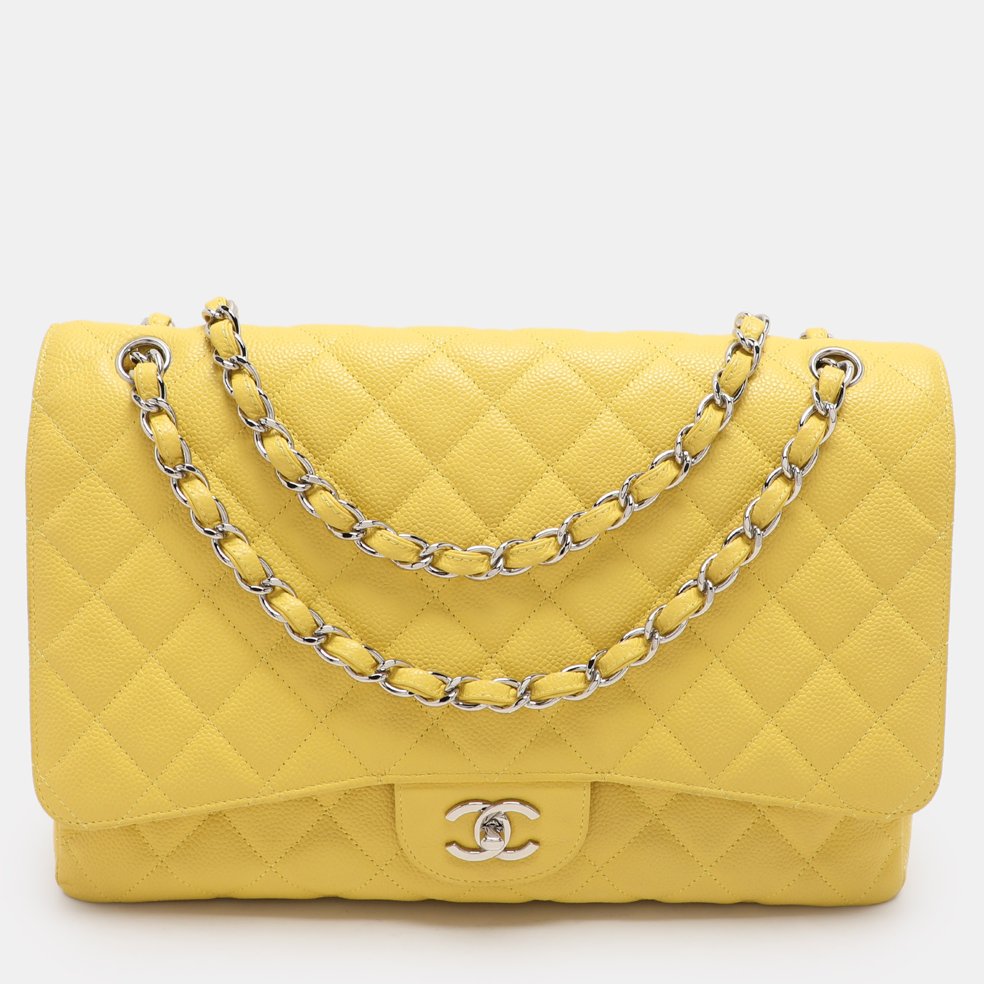 

Chanel Yellow Quilted Leather Maxi Classic Single Flap Bag