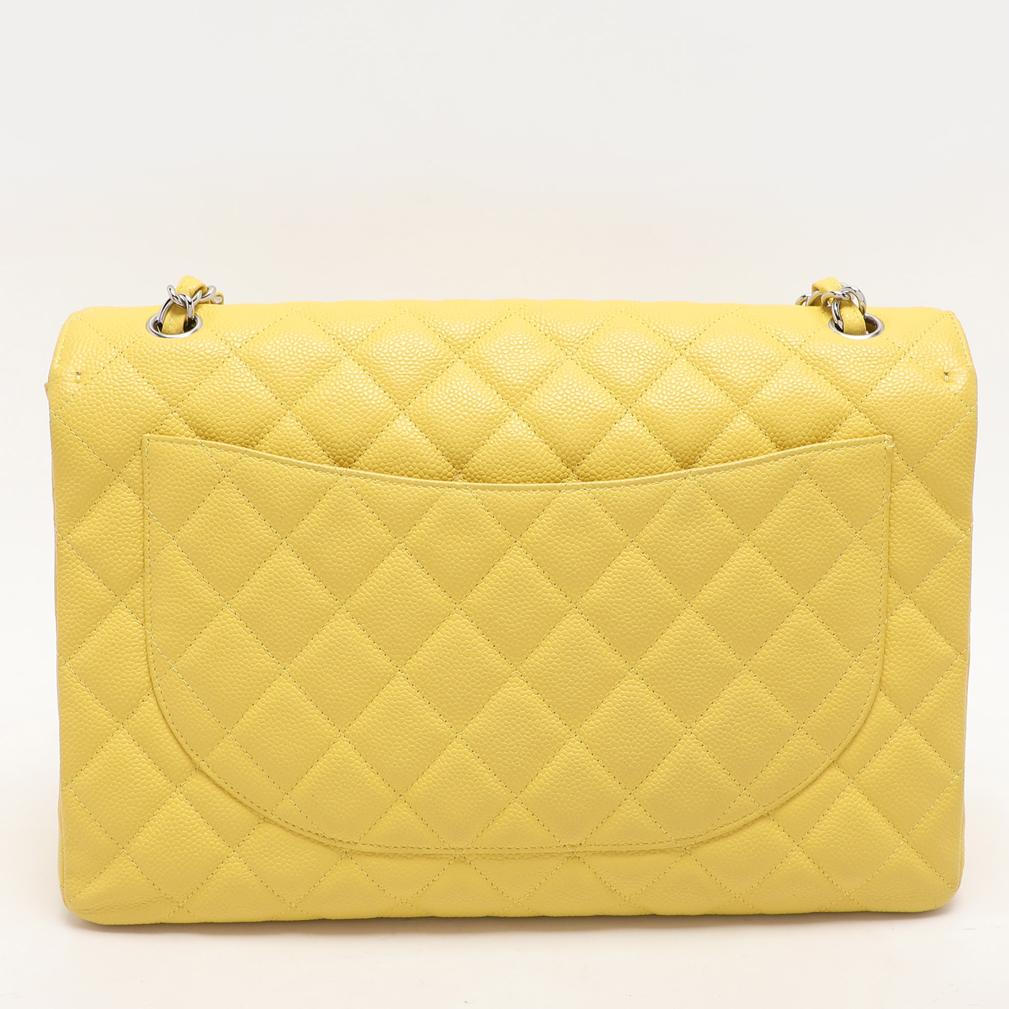 Chanel Yellow Quilted Leather Maxi Classic Single Flap Bag 