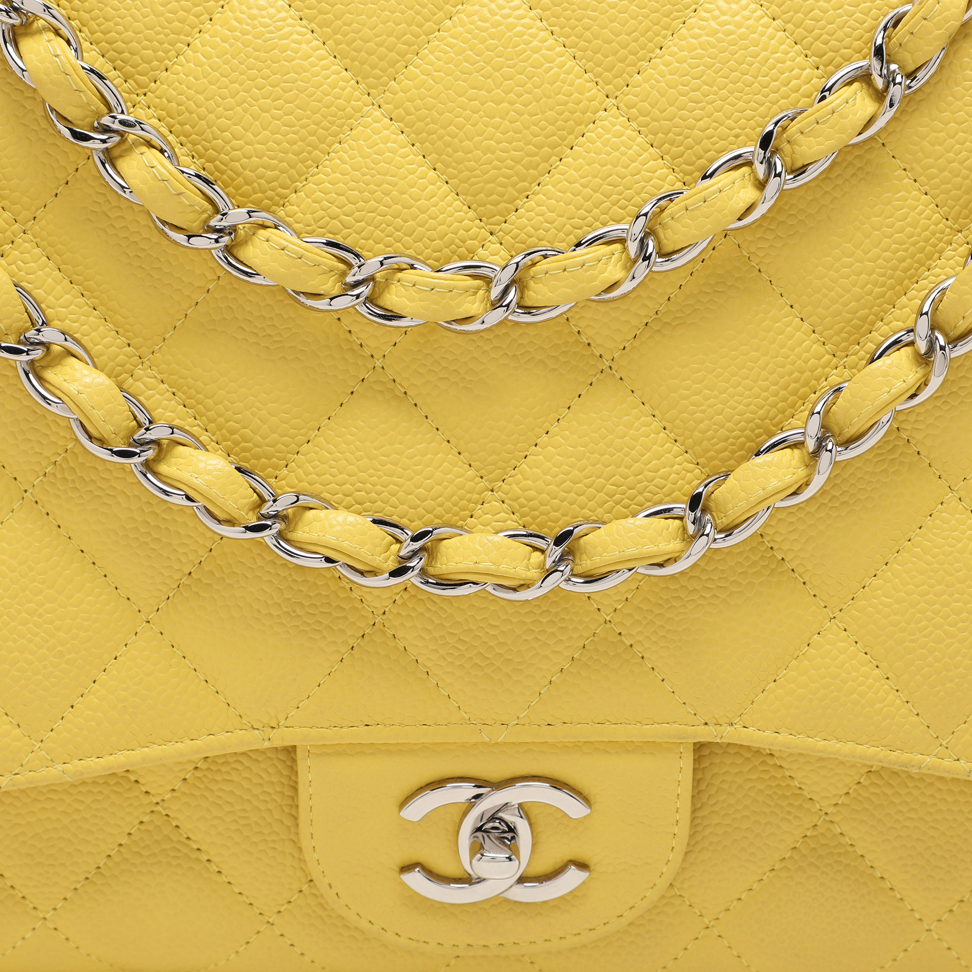 Chanel Yellow Quilted Leather Maxi Classic Single Flap Bag 