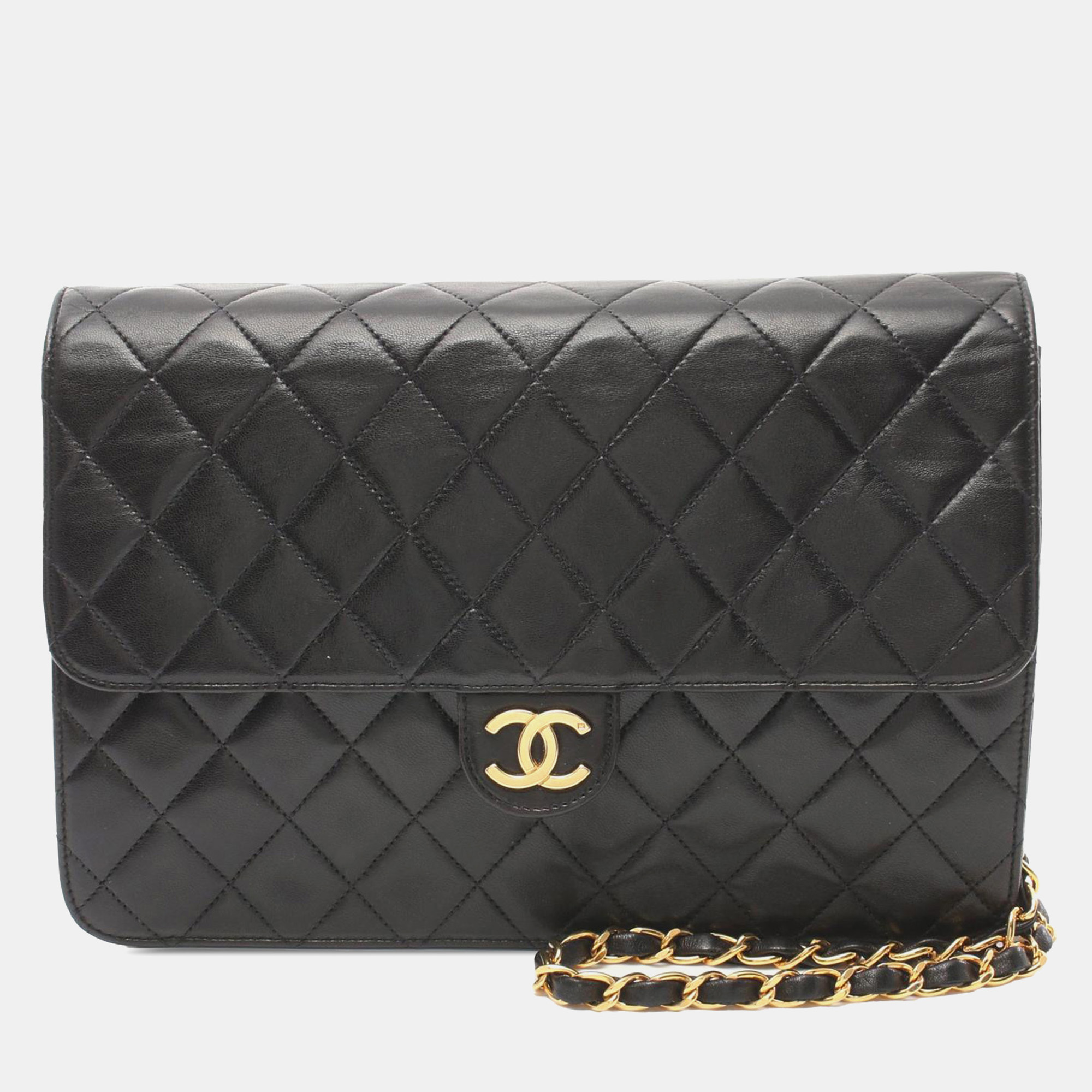 

Chanel Black CC Quilted Lambskin Single Flap