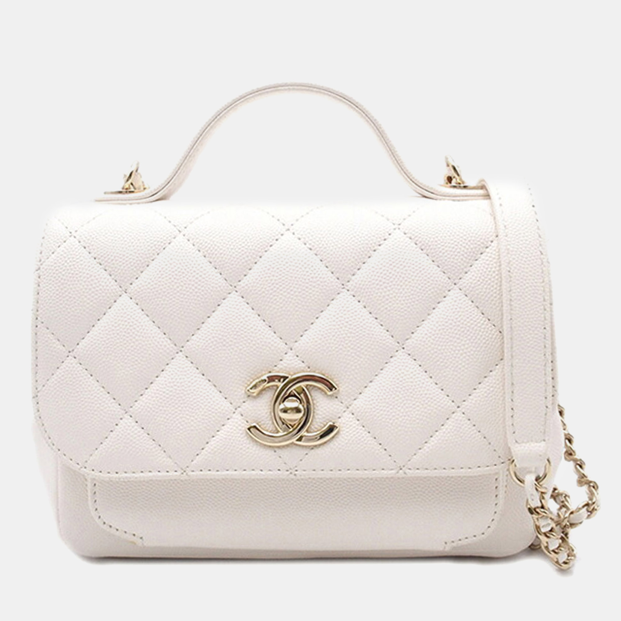 

Chanel White Small Caviar Business Affinity Top Handle Flap