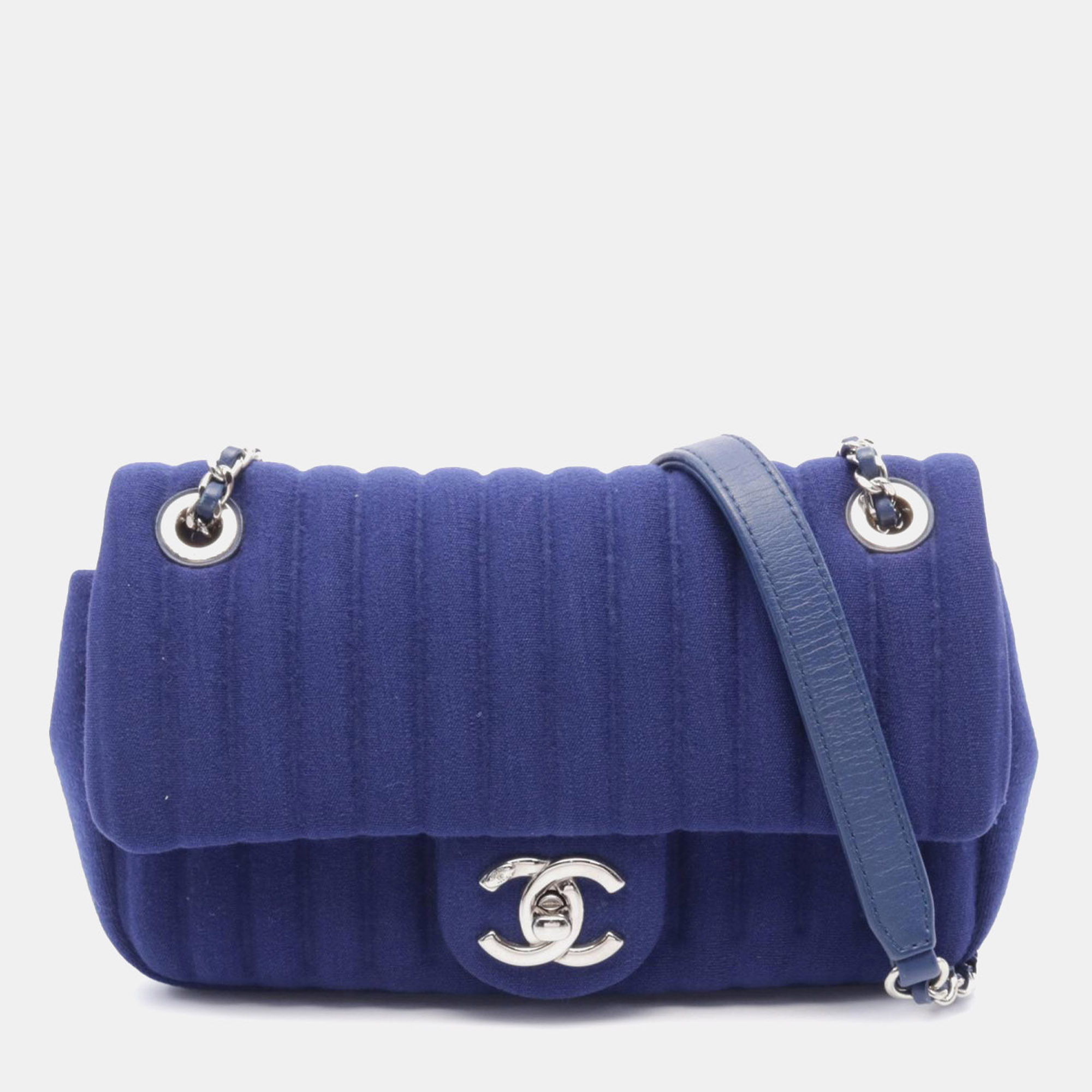 

Chanel Blue Quilted Jersey Mademoiselle Flap