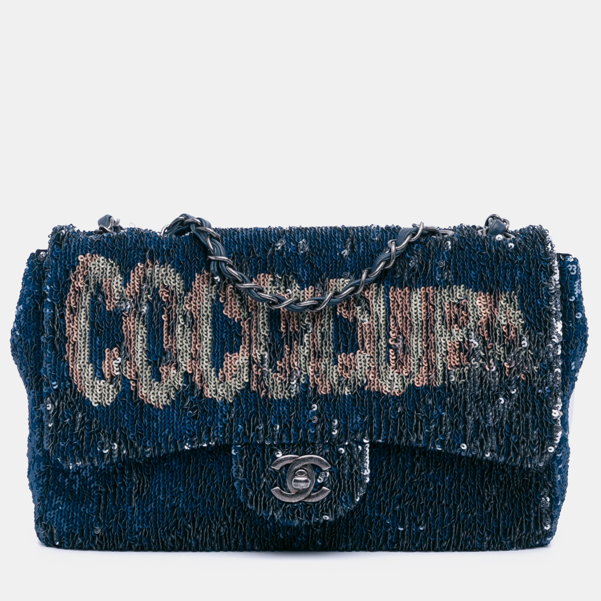 

Chanel Blue Paris Cuba Sequin Coco Cuba Medium Single Flap Bag