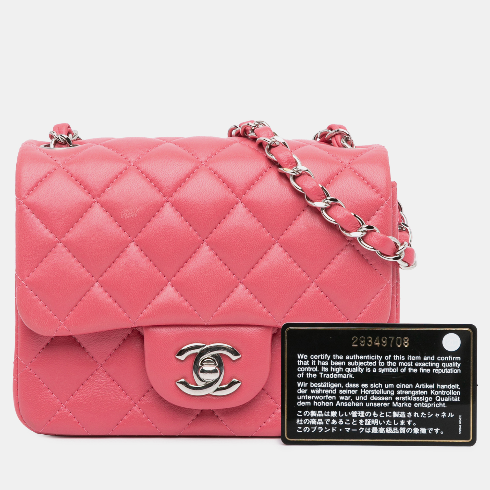 Chanel Pink Mini Square Classic Lambskin Single Flap 