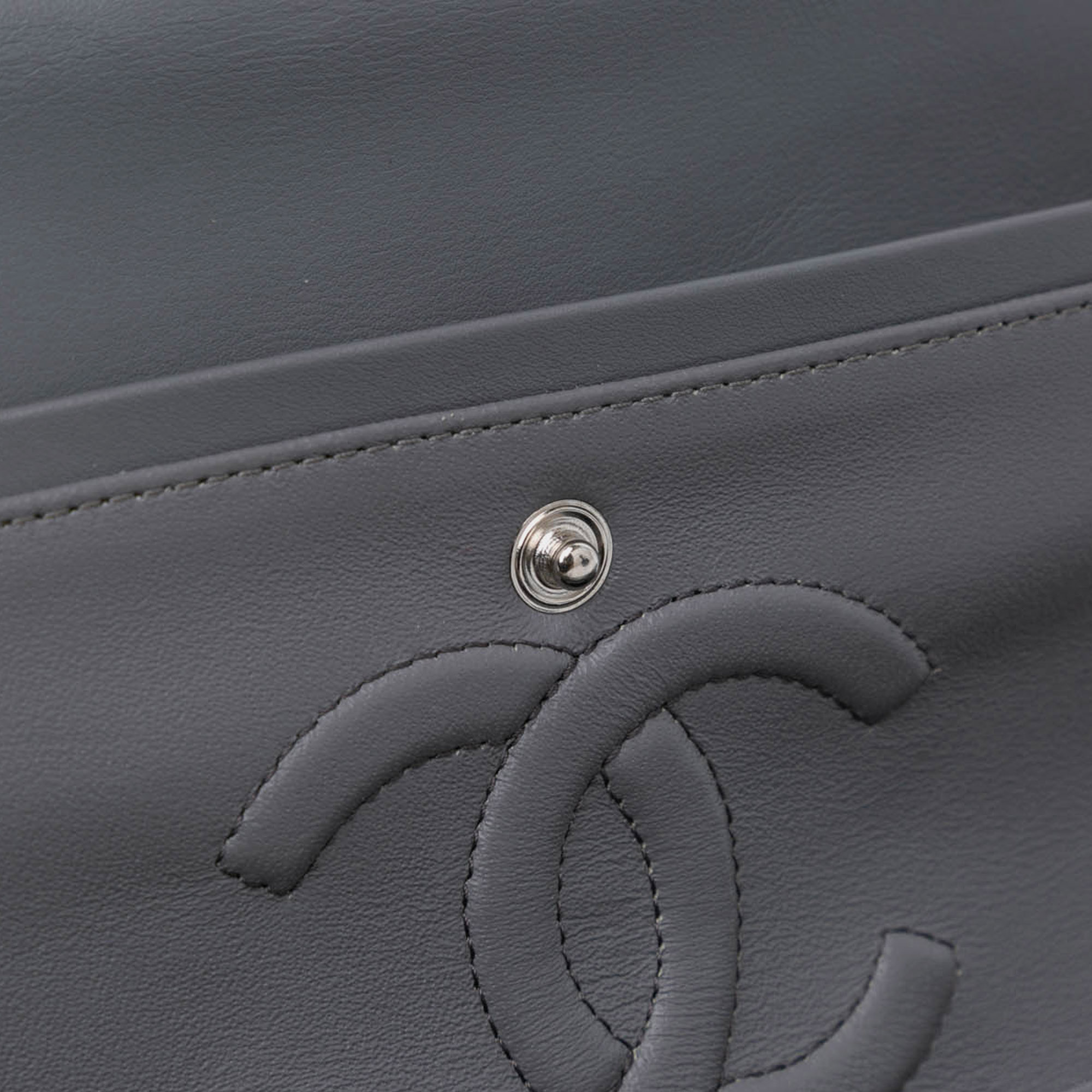 Chanel Grey Medium Classic Patent Double Flap 