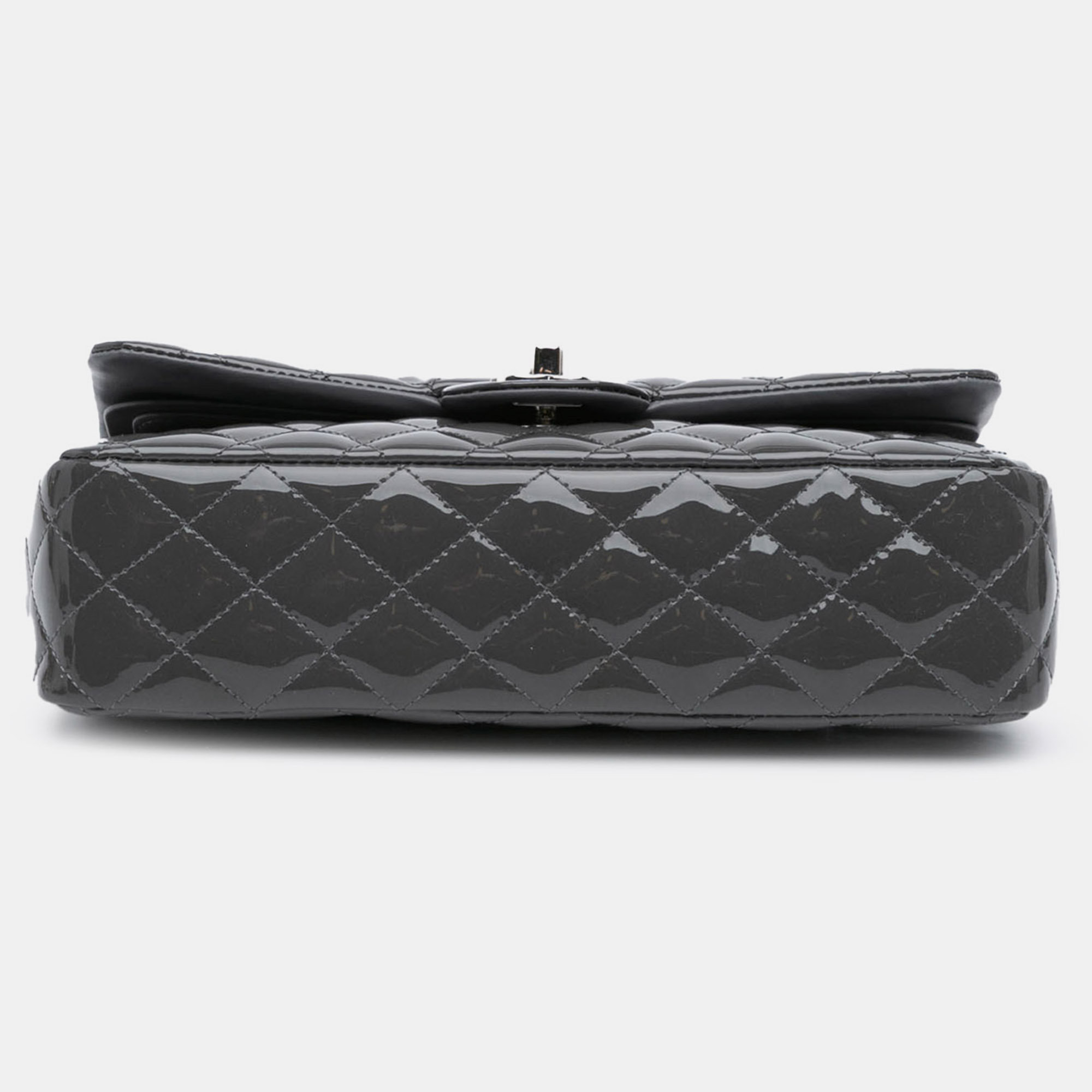 Chanel Grey Medium Classic Patent Double Flap 