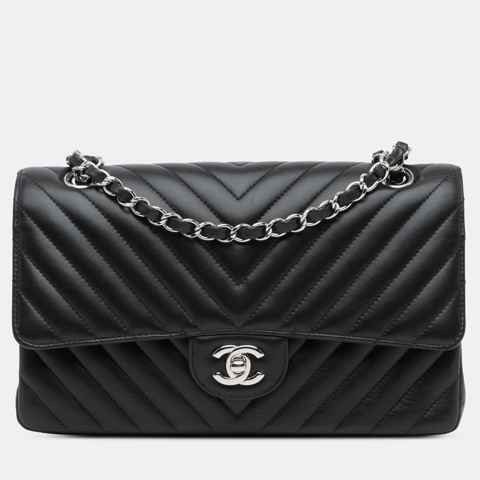 

Chanel Black Medium Classic Chevron Lambskin Double Flap