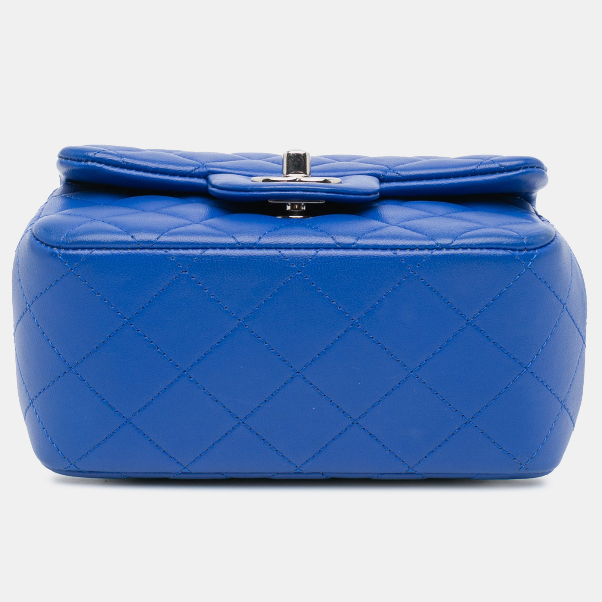 Chanel Blue Mini Square Classic Lambskin Single Flap 