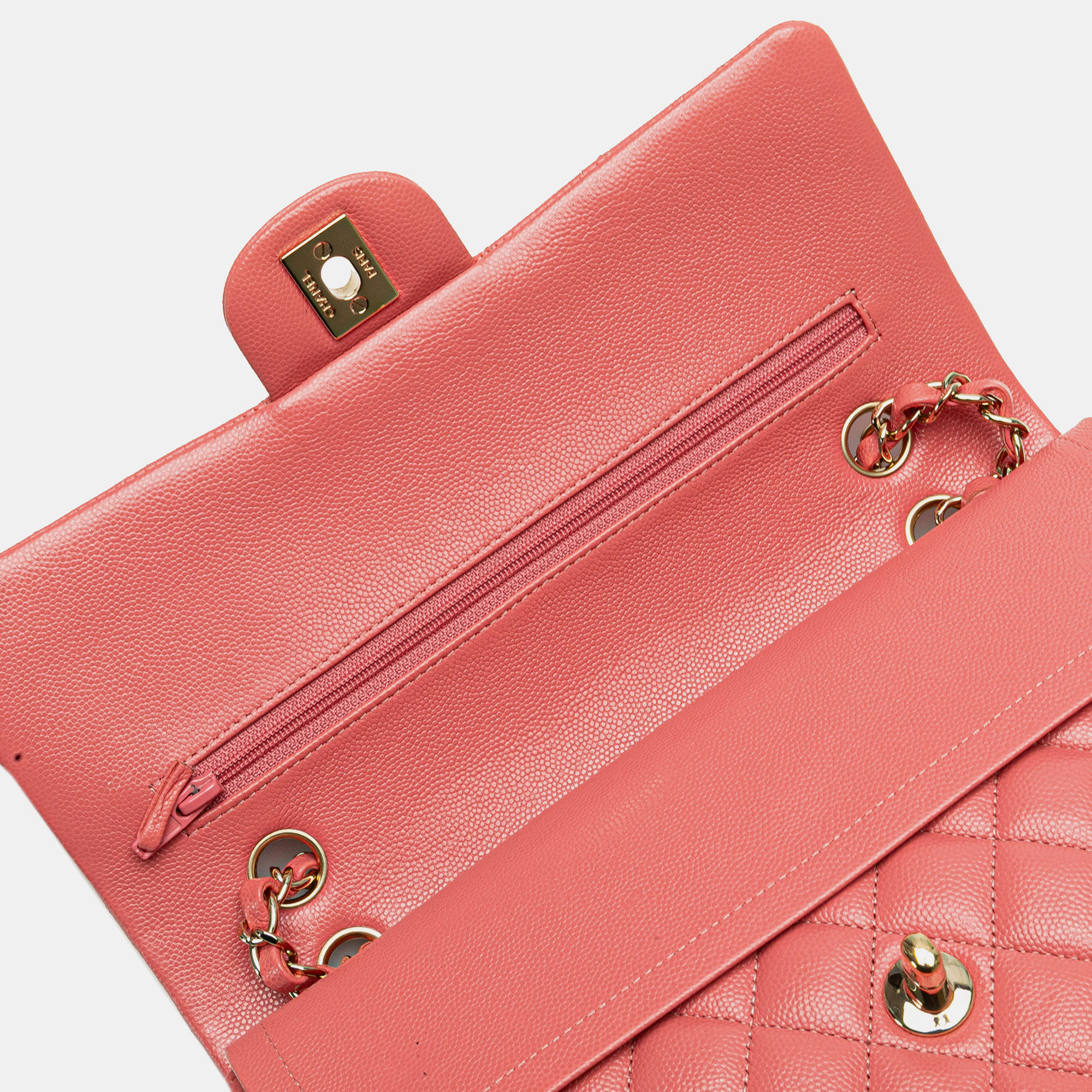 Chanel Pink Medium Classic Caviar Double Flap 