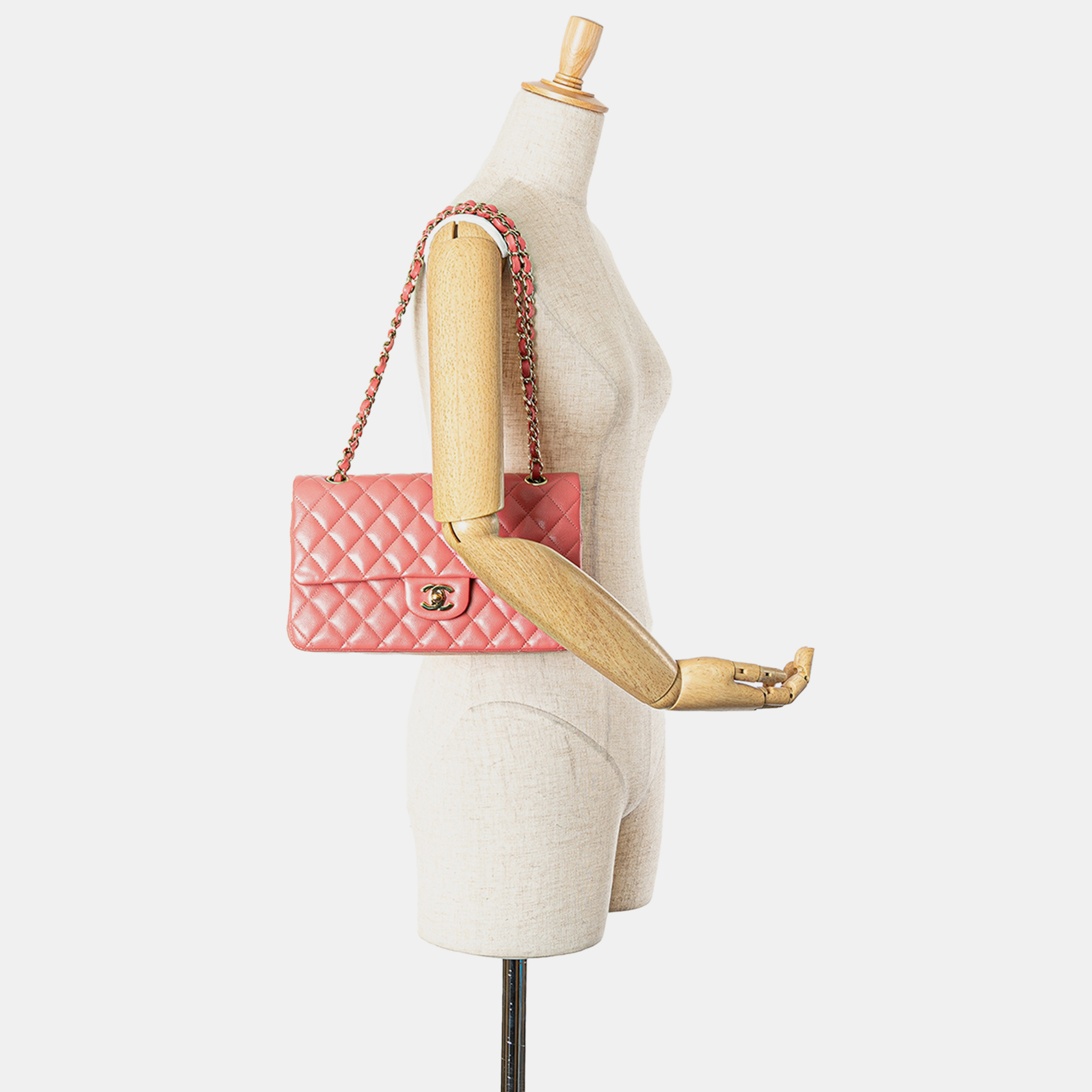 Chanel Pink Medium Classic Caviar Double Flap 