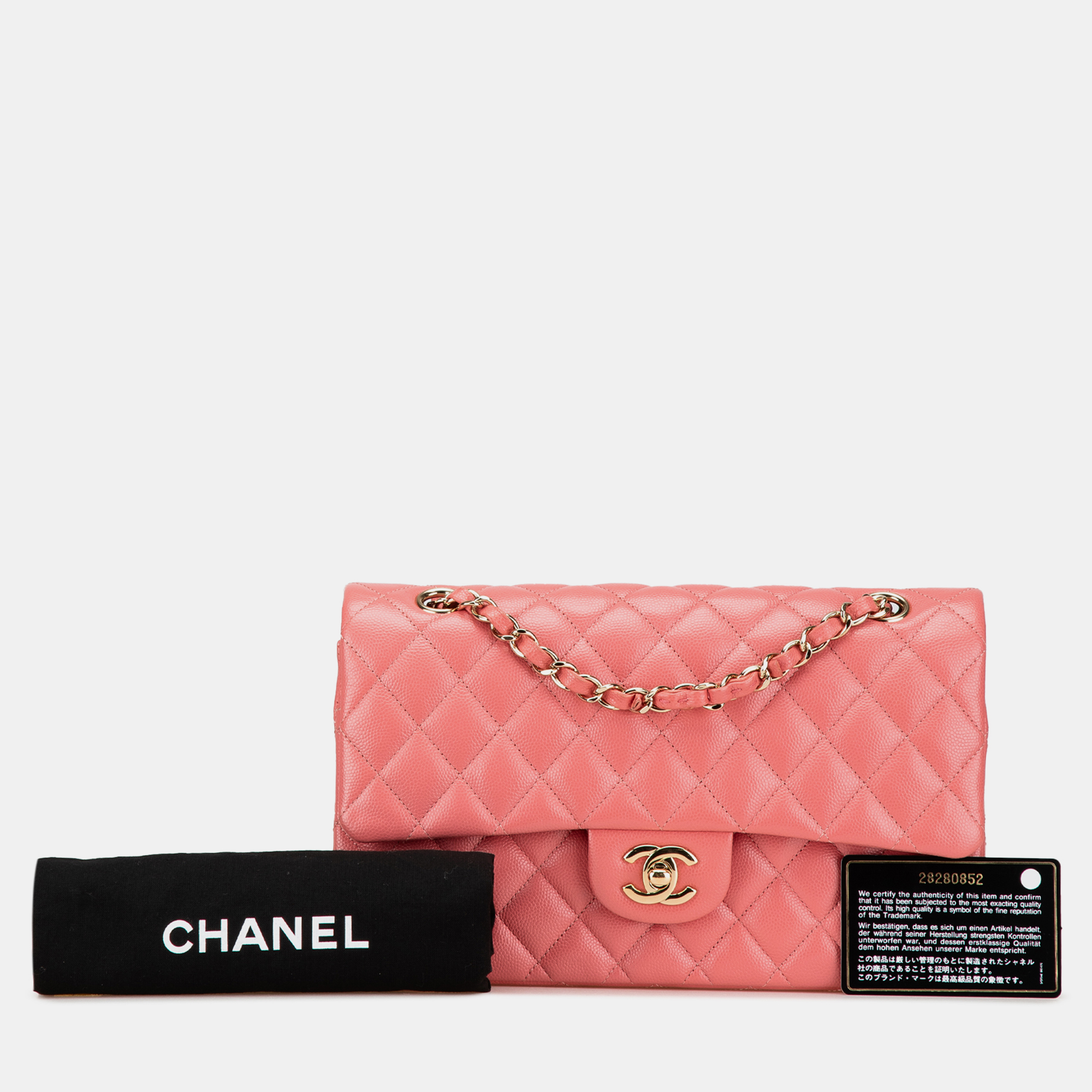 Chanel Pink Medium Classic Caviar Double Flap 