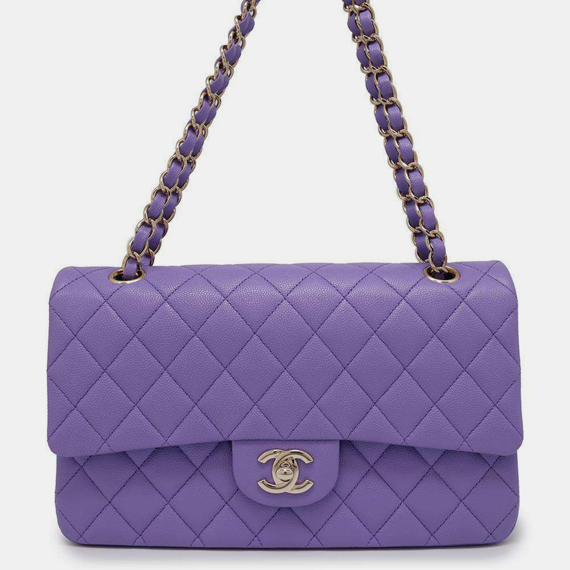 

Chanel Purple Caviar Leather Classic Double Flap Chain Shoulder Bag