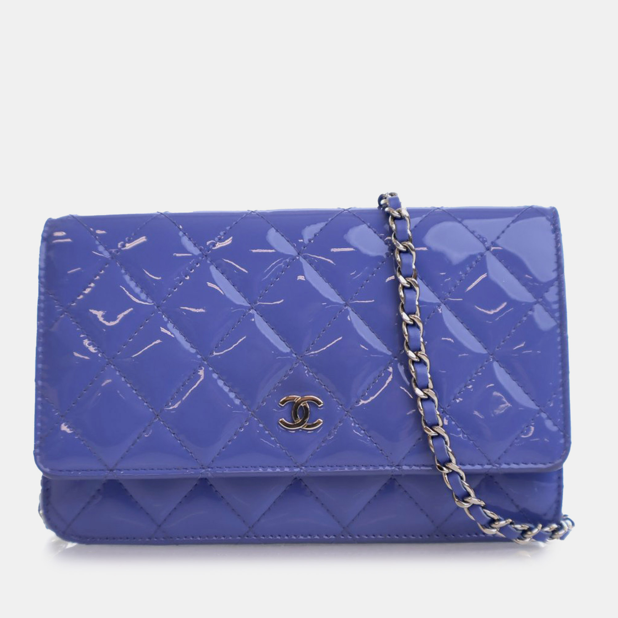 

Chanel Blue CC Quilted Patent Wallet on Chain