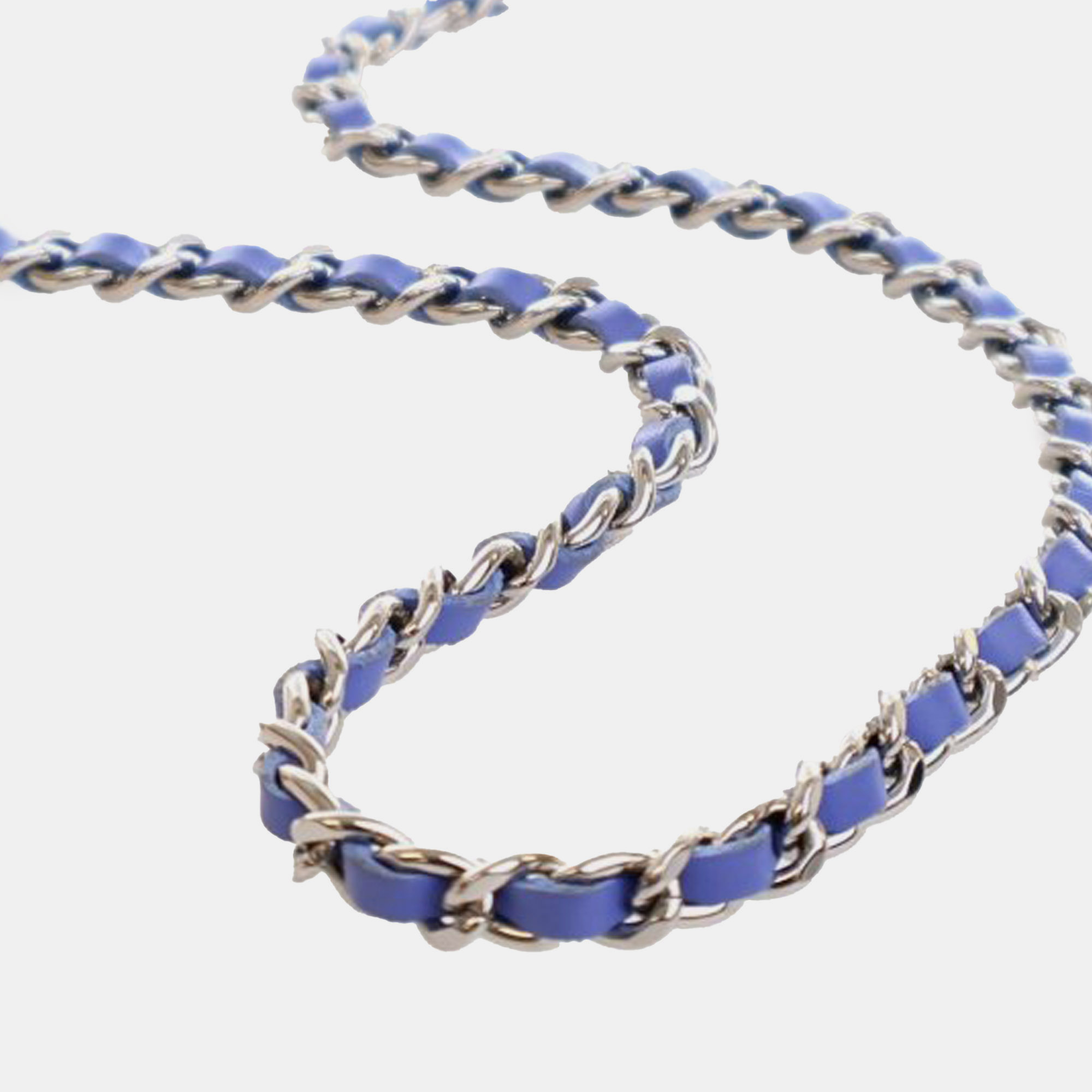 Chanel Blue CC Quilted Patent Wallet on Chain 