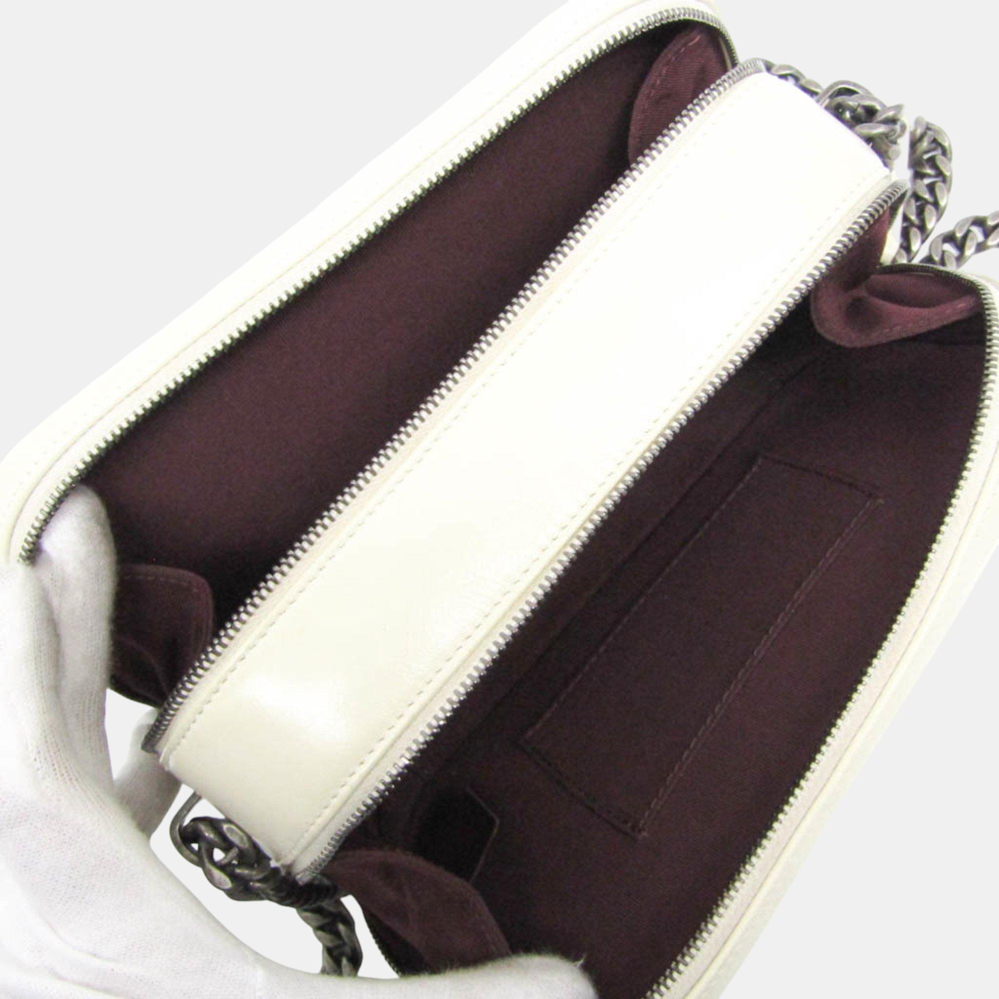 Chanel Cream Leather Boy Camera Shoulder Bag 