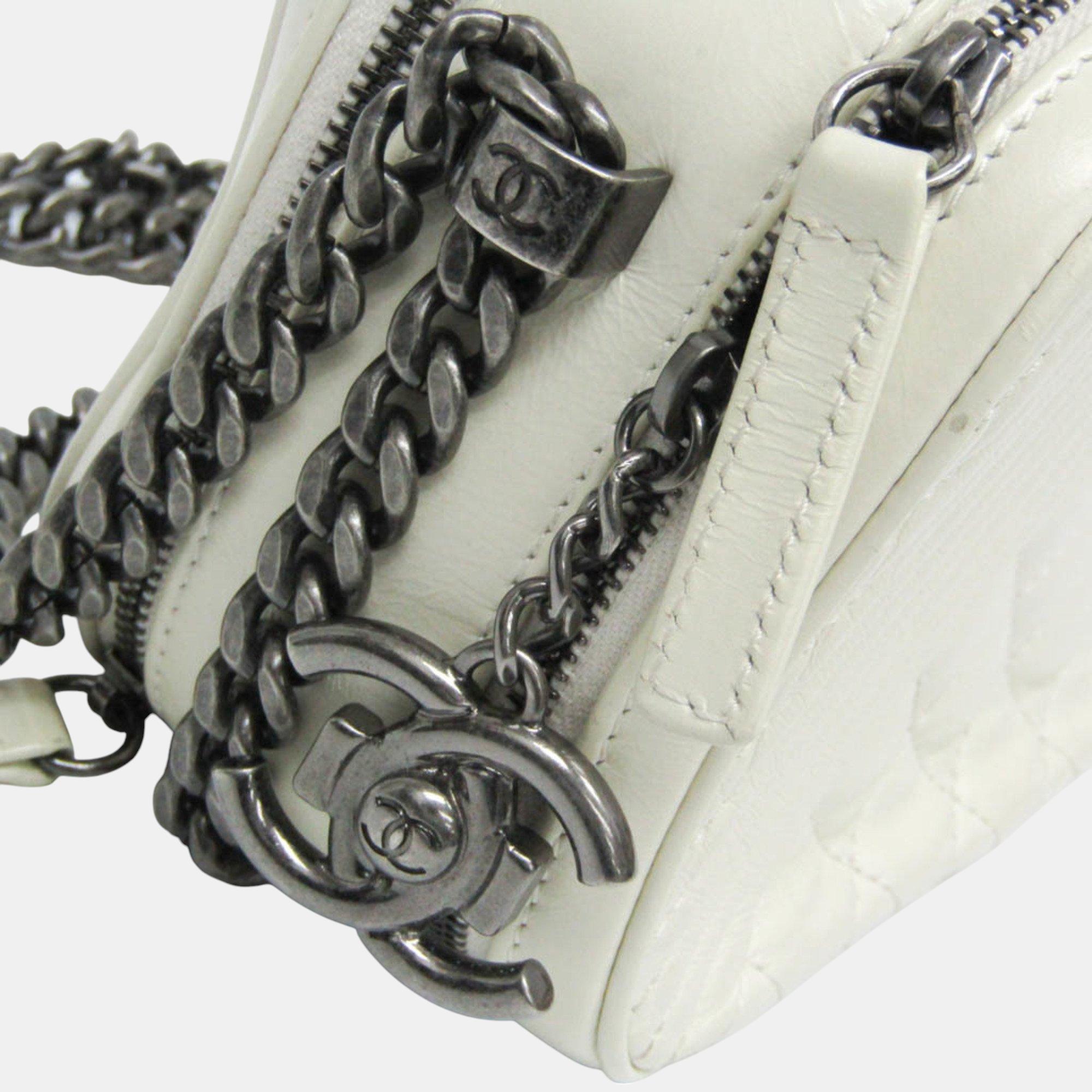 Chanel Cream Leather Boy Camera Shoulder Bag 