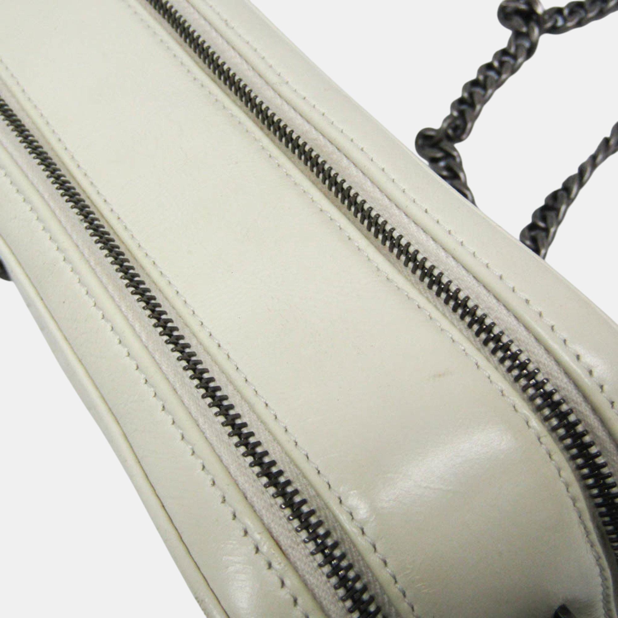 Chanel Cream Leather Boy Camera Shoulder Bag 