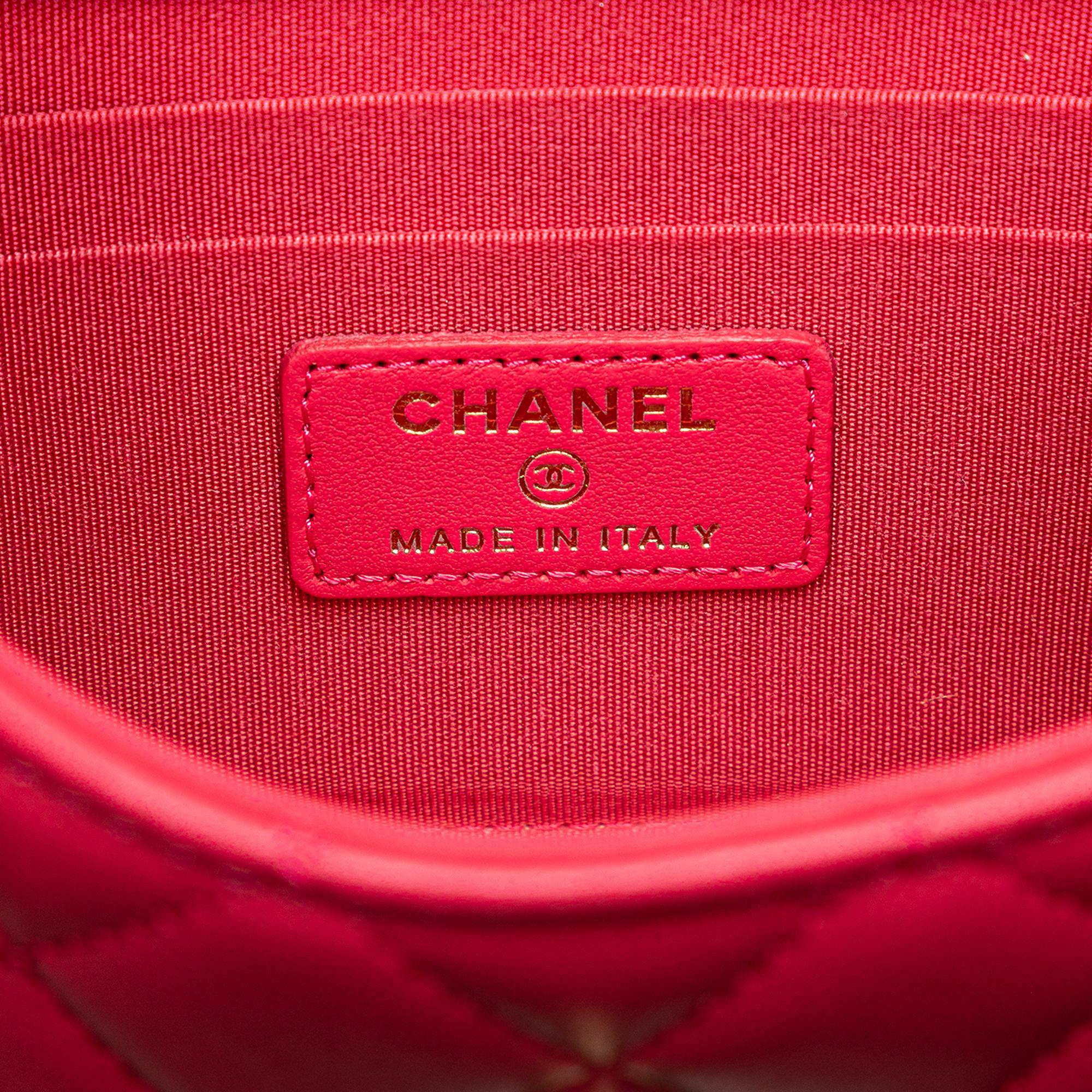 Chanel Pink Mini Lambskin Trendy CC Clutch With Chain 
