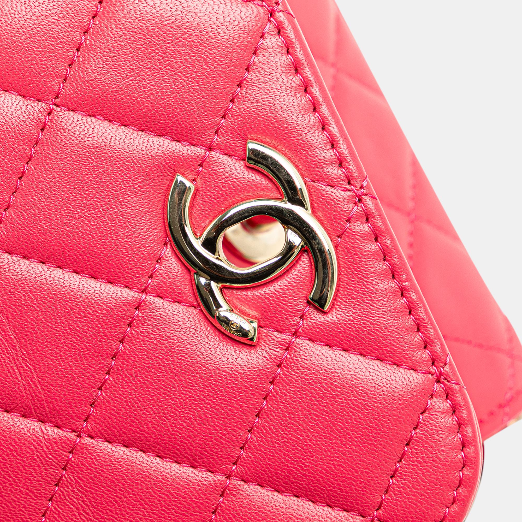 Chanel Pink Mini Lambskin Trendy CC Clutch With Chain 