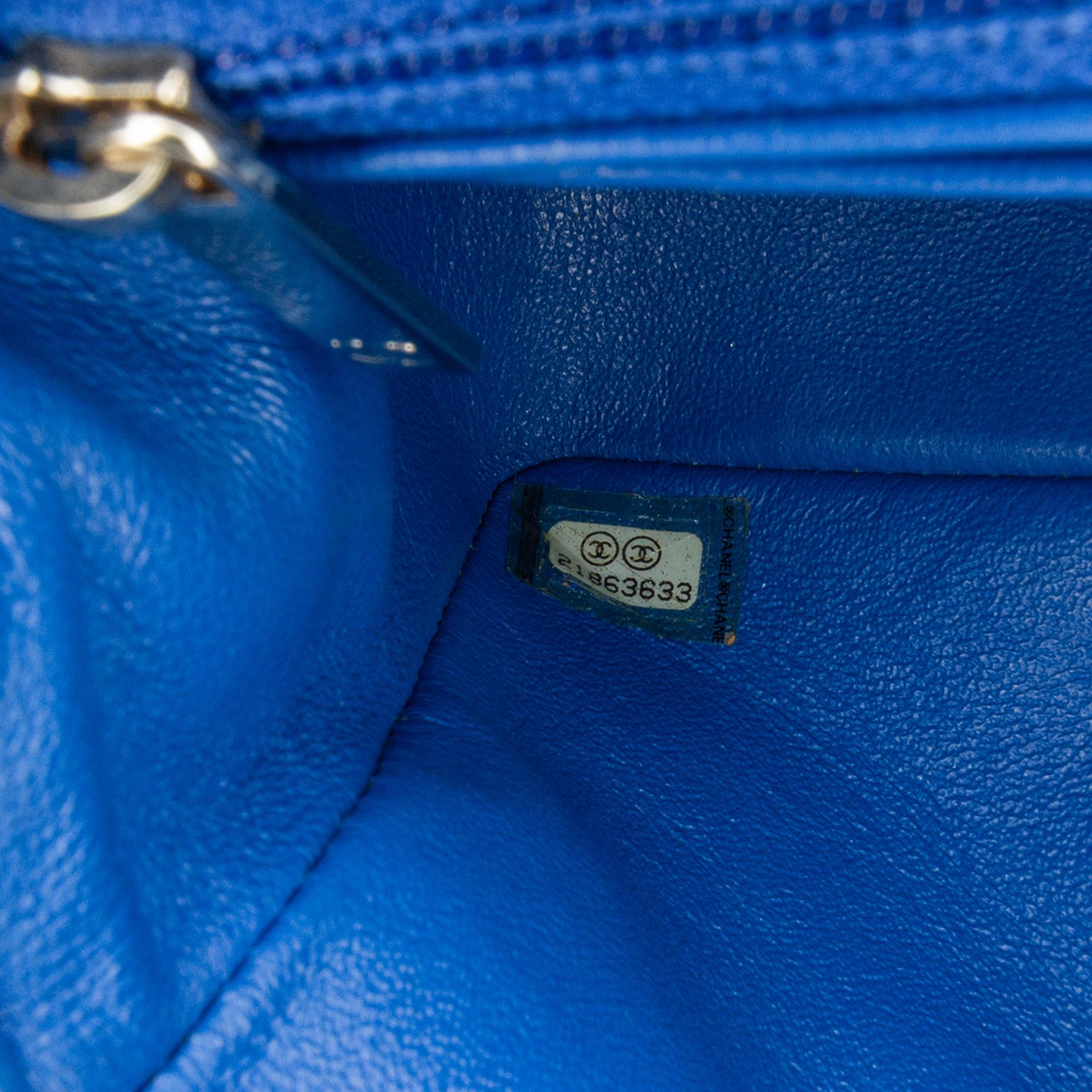 Chanel Blue Mini Rectangular Classic Lambskin Single Flap 