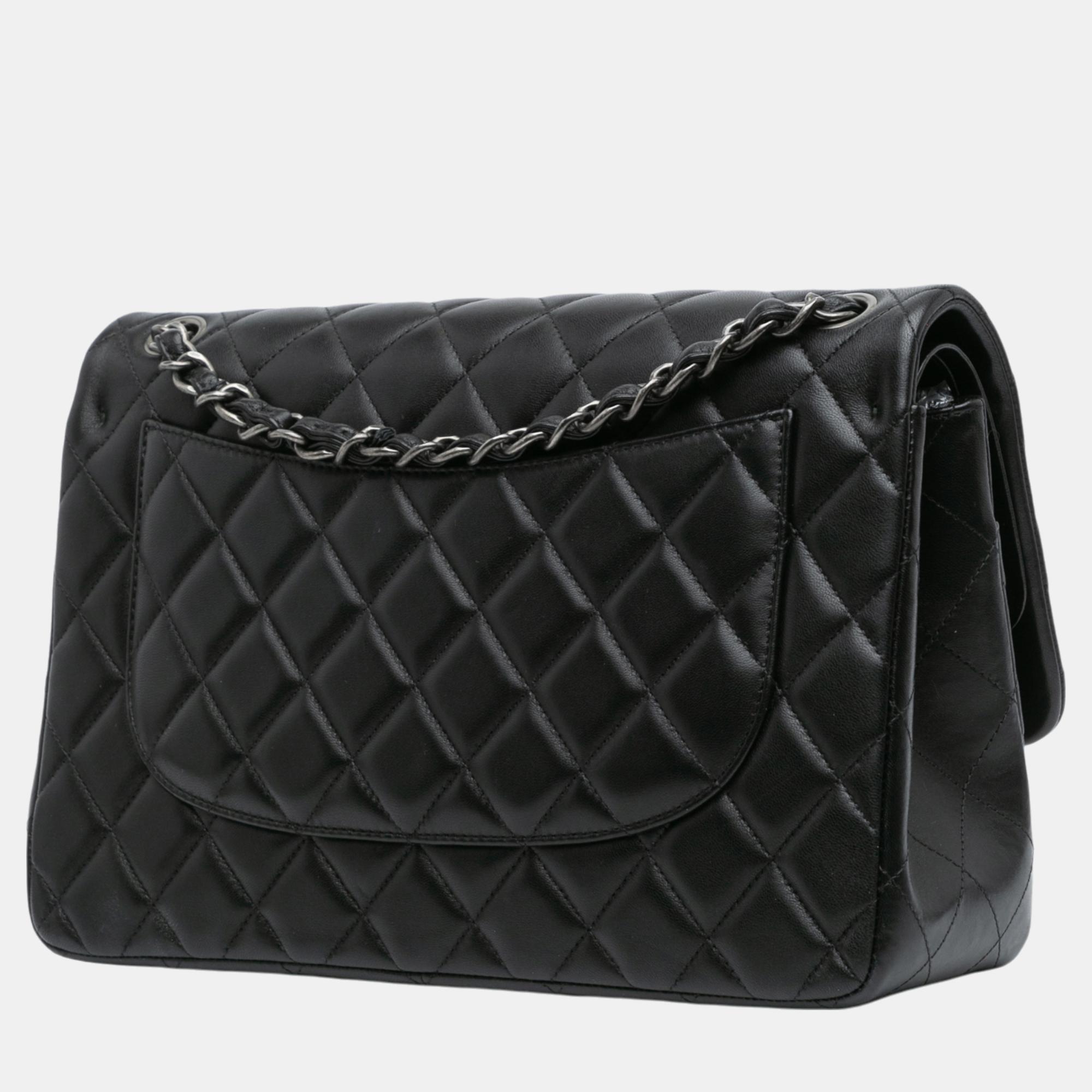 Chanel Black Jumbo Classic Lambskin Double Flap 