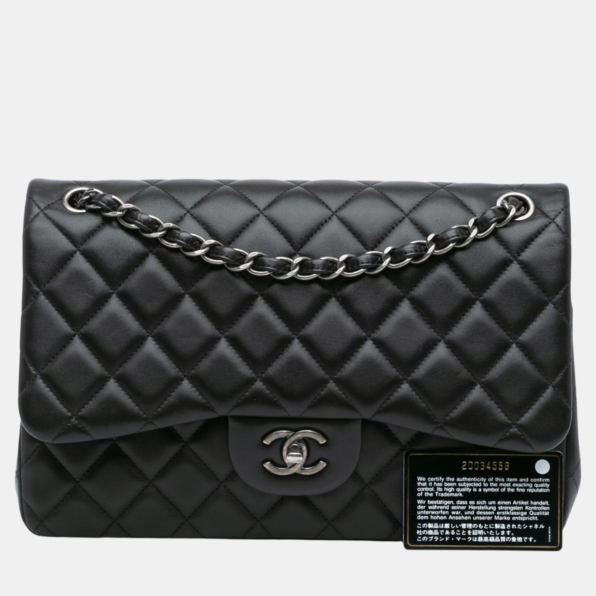 Chanel Black Jumbo Classic Lambskin Double Flap 