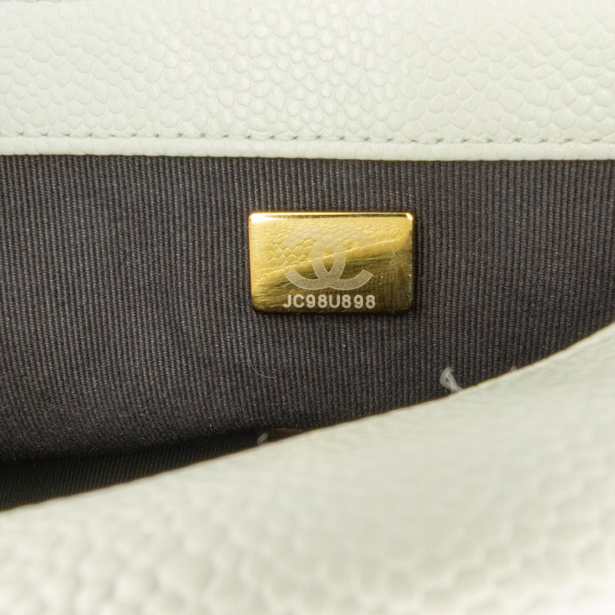 Chanel White Small Quilted Caviar Twist Your Buttons Flap 